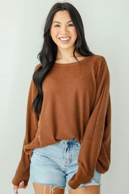 Trendy Minimalist Waffle Knit Top