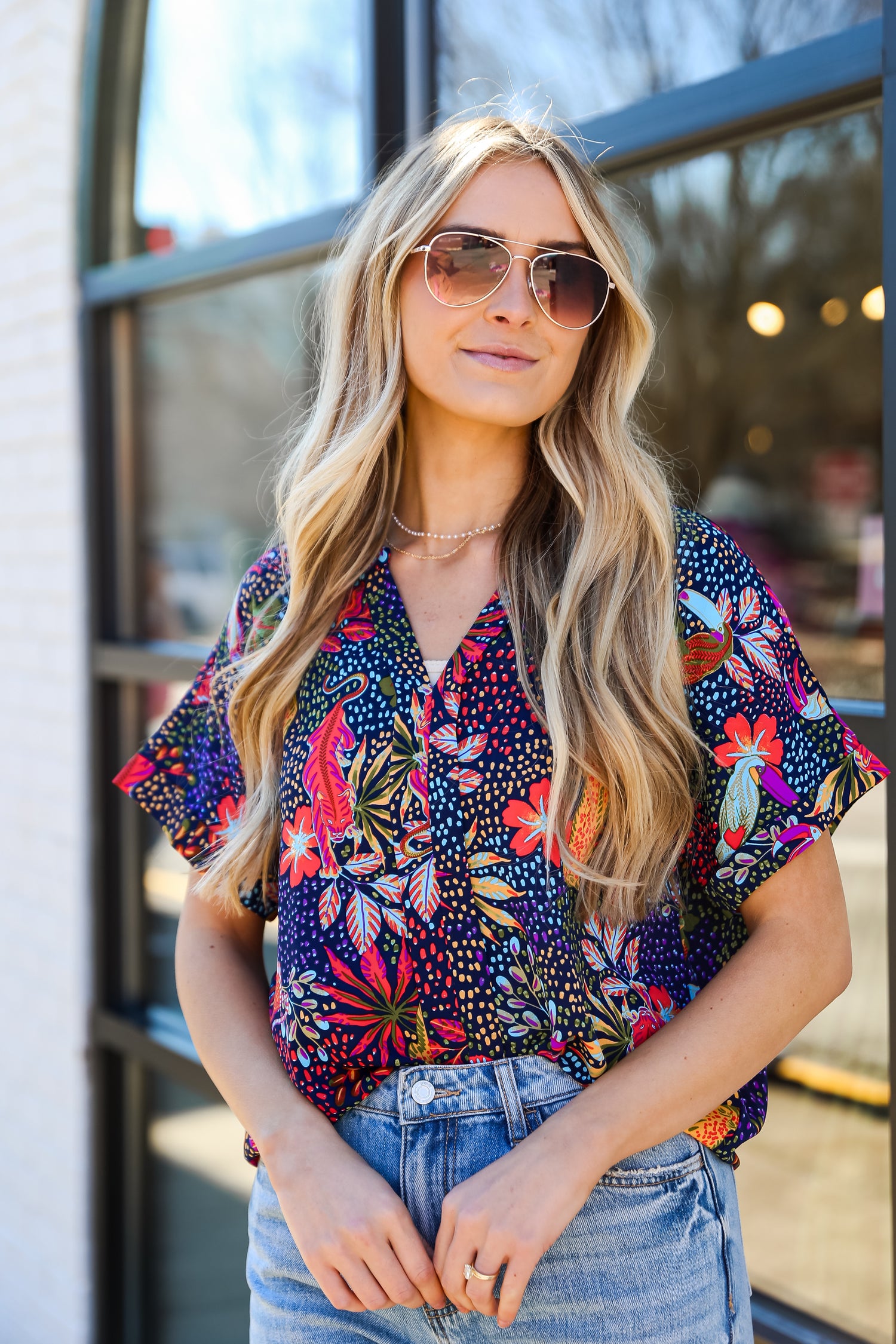 navy blue Jungle Blouse