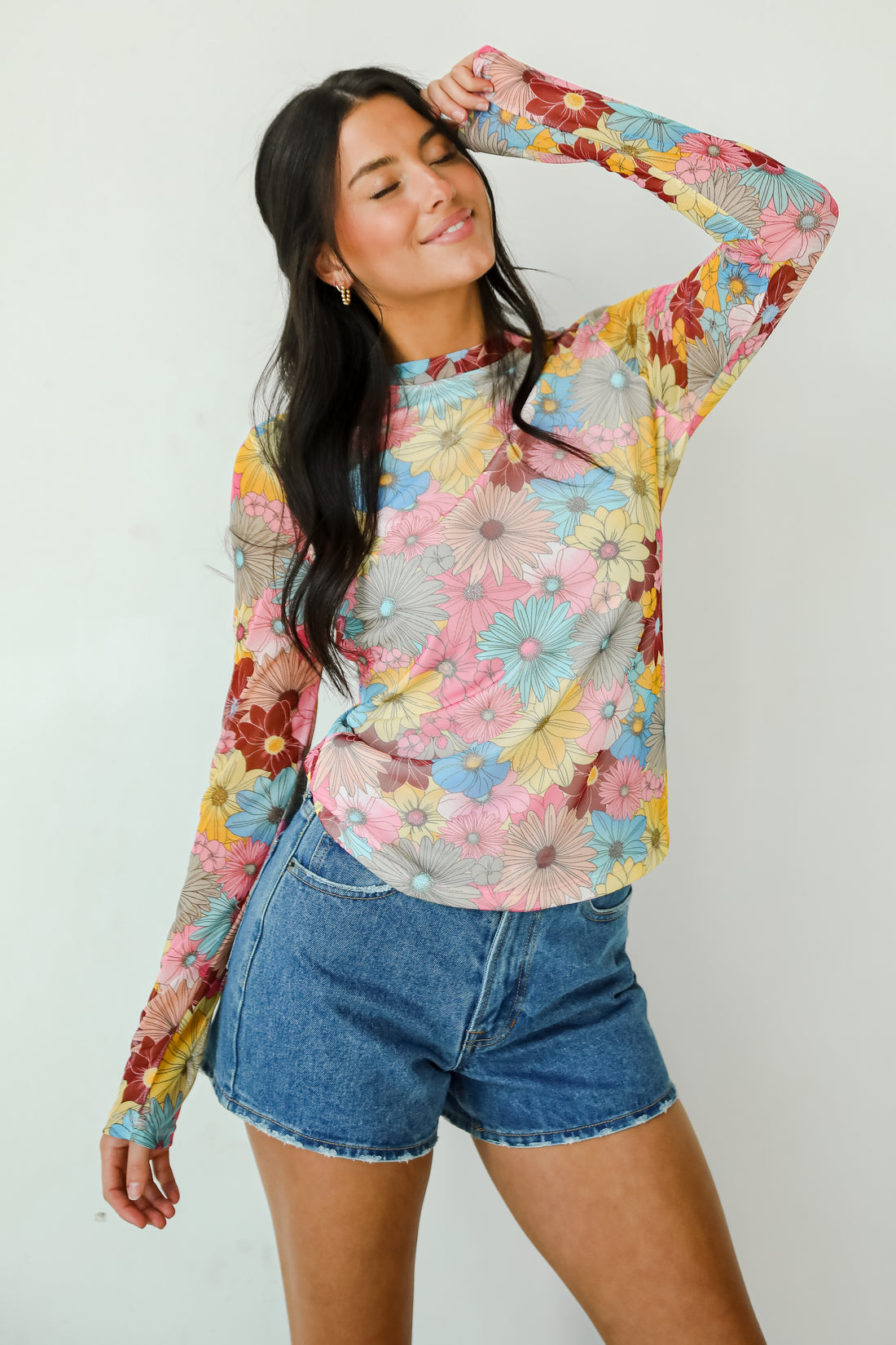 Notoriously Fabulous Pink Floral Mesh Top