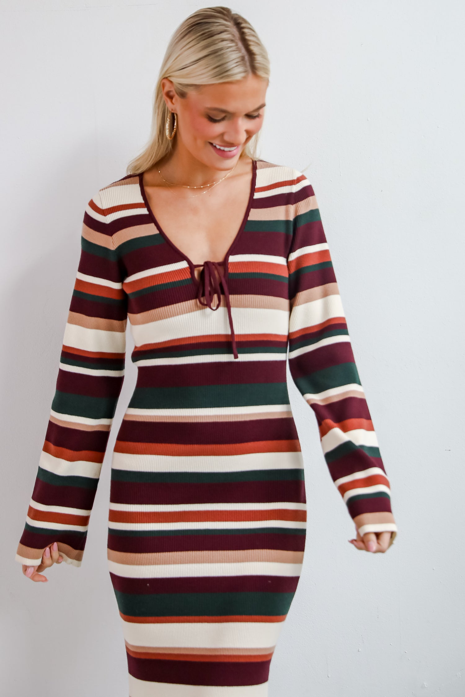 Comforting Cuteness Multi Striped Knit Maxi Dress