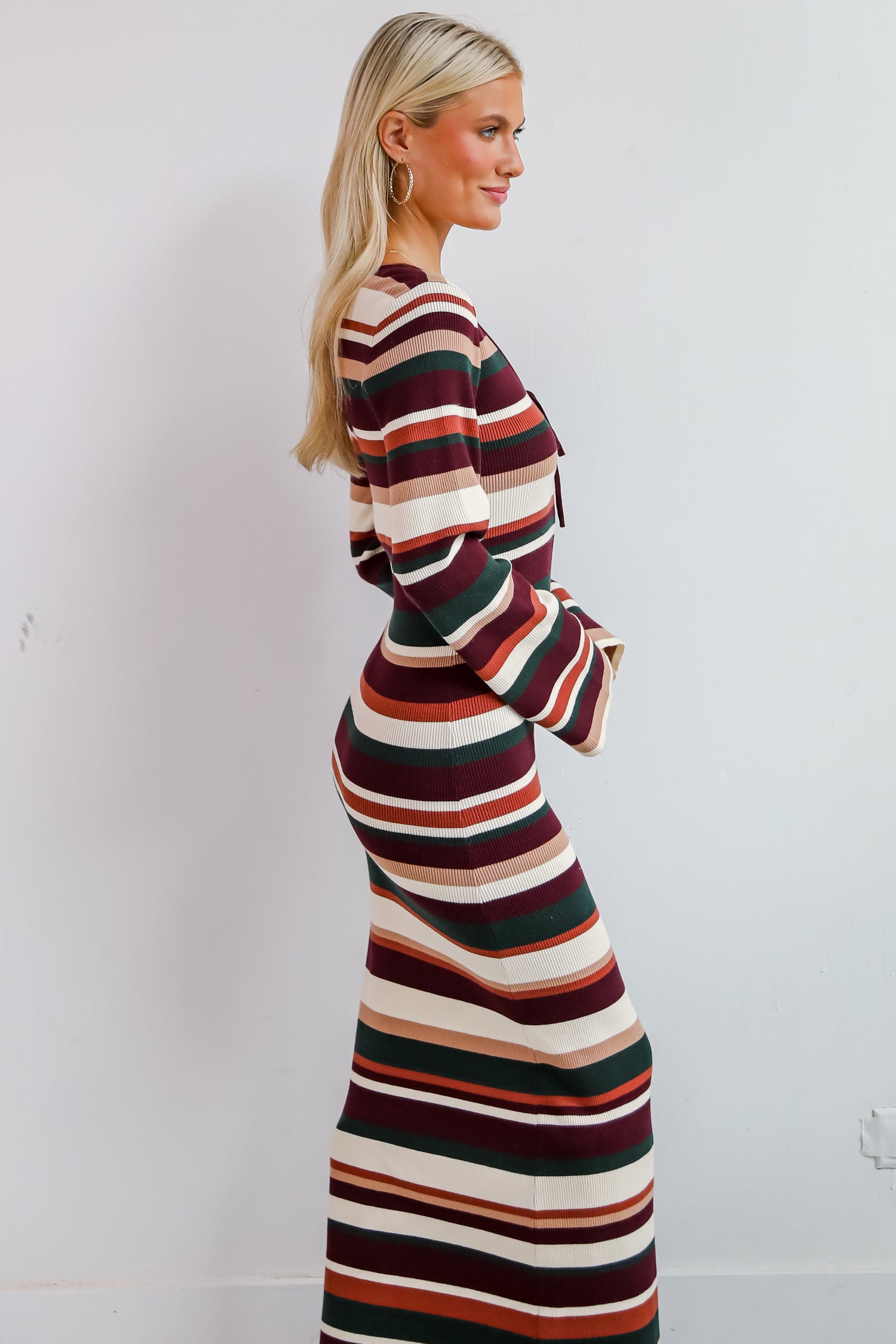 Comforting Cuteness Multi Striped Knit Maxi Dress