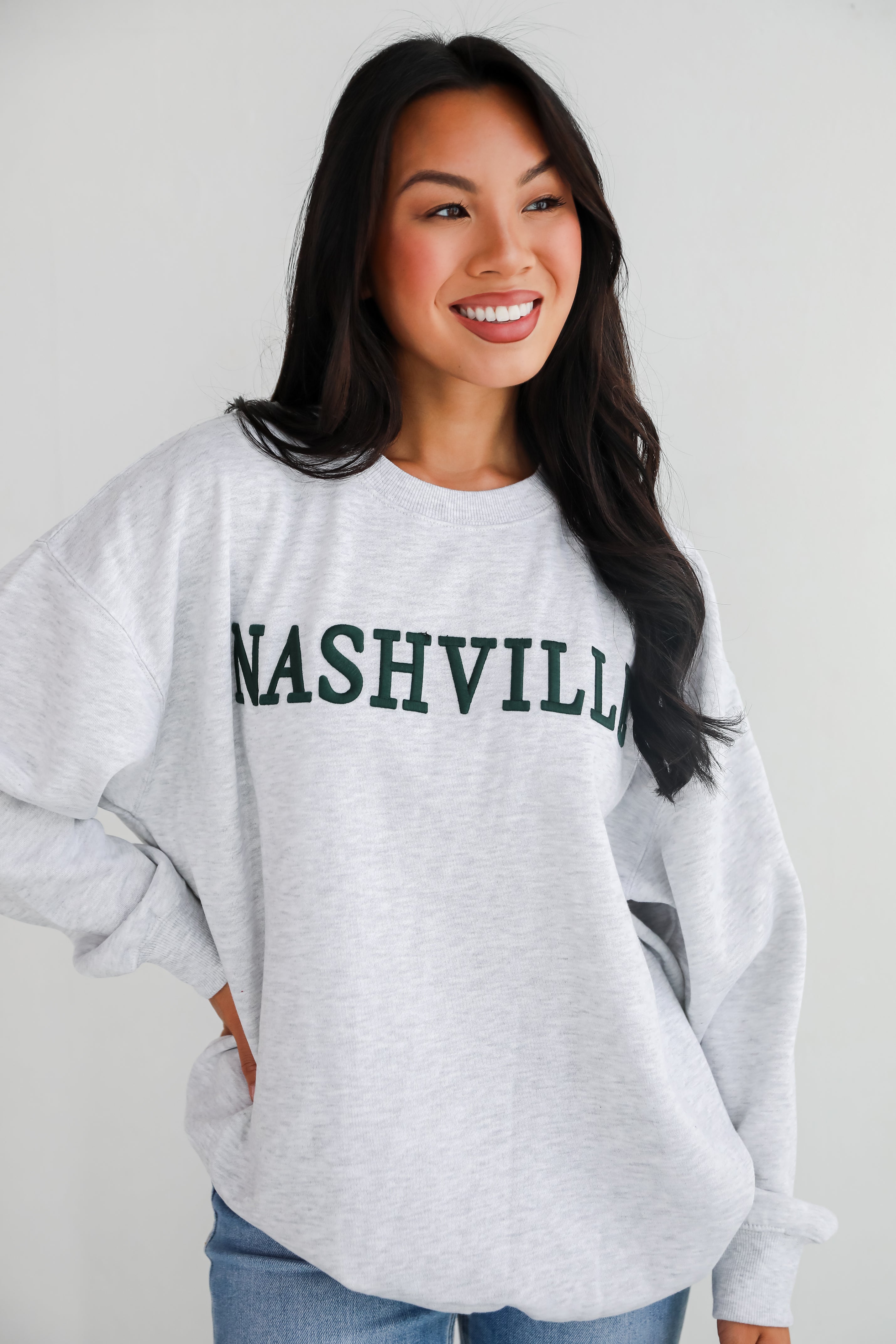 Heather Grey Nashville Embroidered Sweatshirt