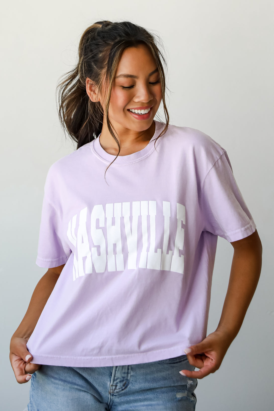 Lavender Nashville Cropped Tee