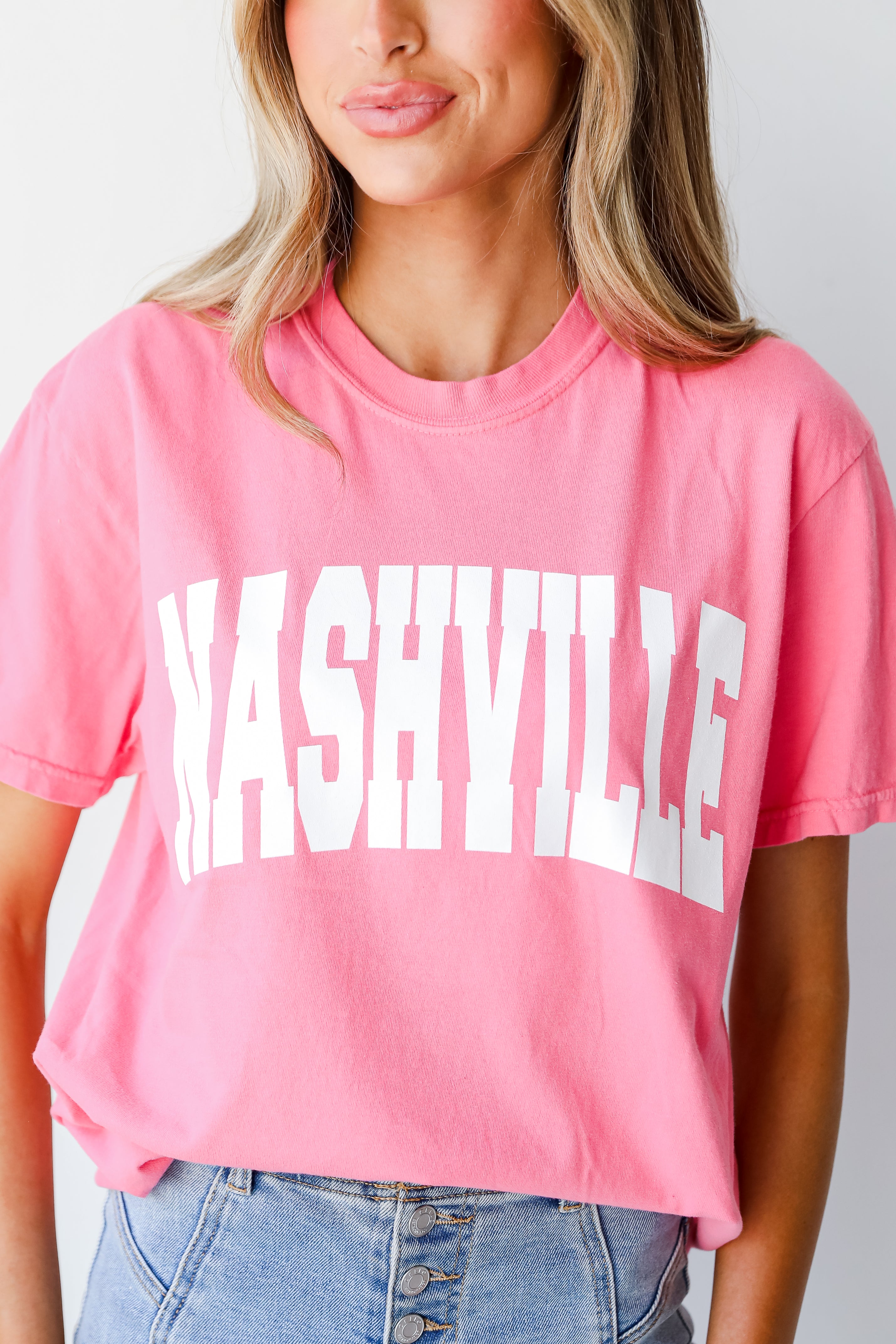 Pink Nashville Tee on model