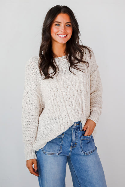 Modern Comfort Natural Cable Knit Sweater