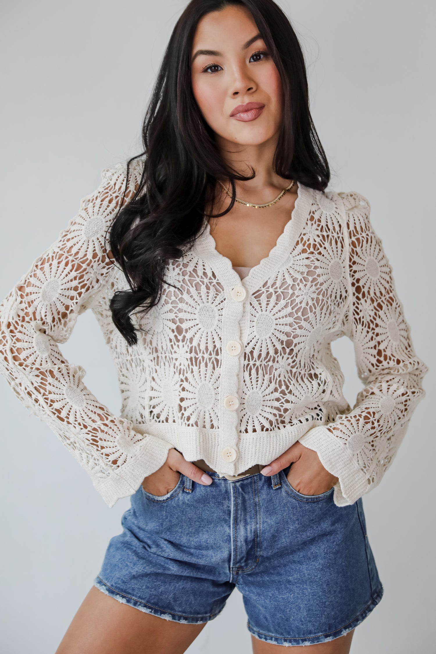 Seeking The Sun Natural Crochet Top