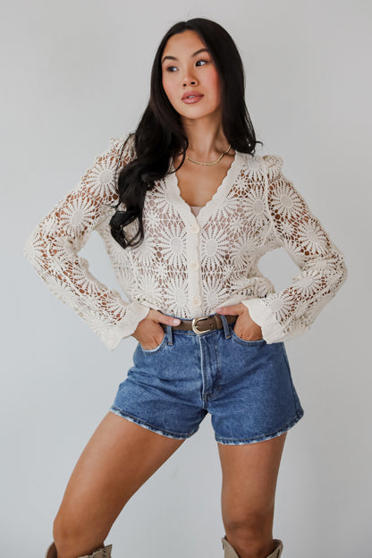 Seeking The Sun Natural Crochet Top