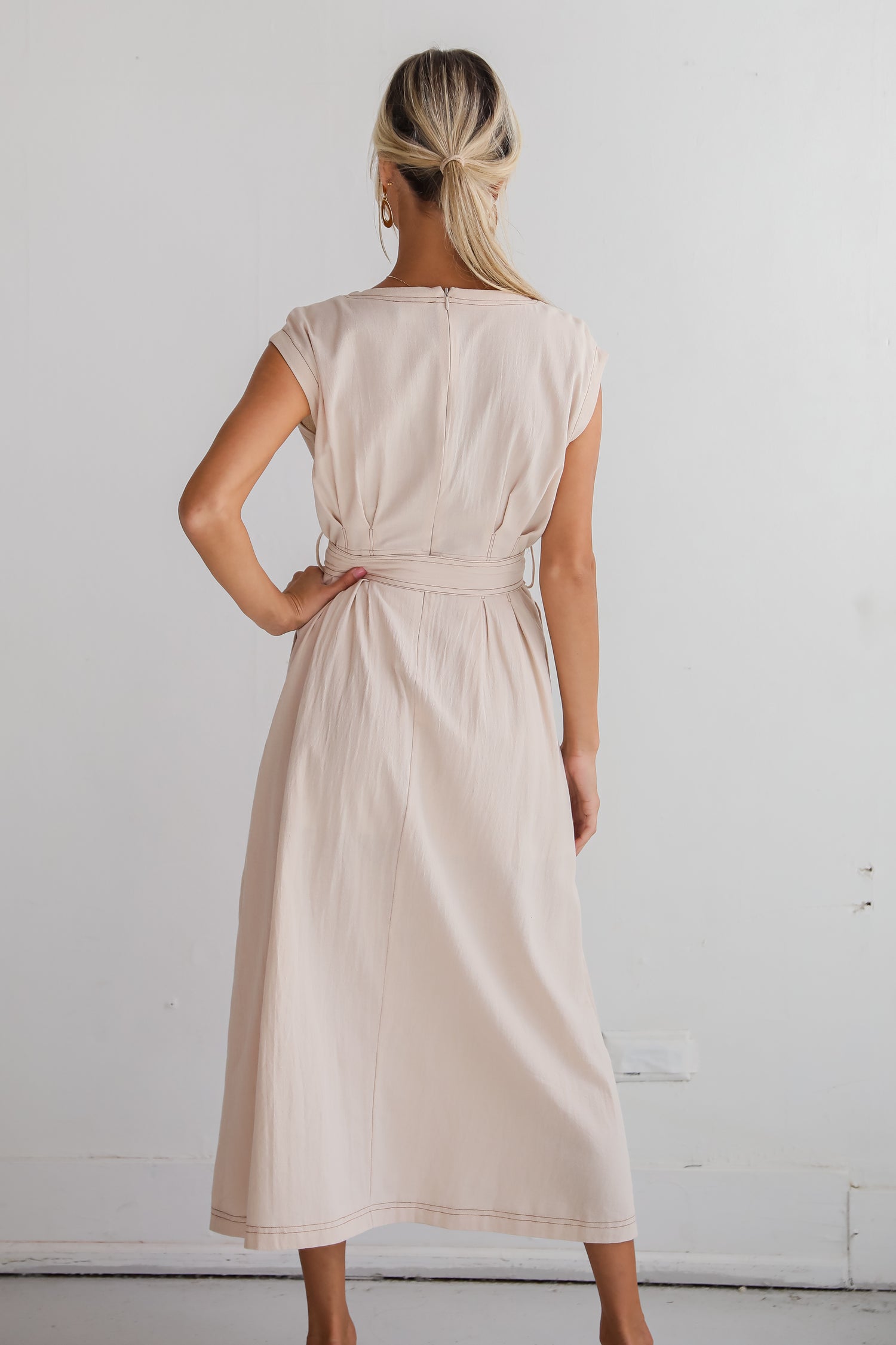 Easy To See Natural Midi Dress