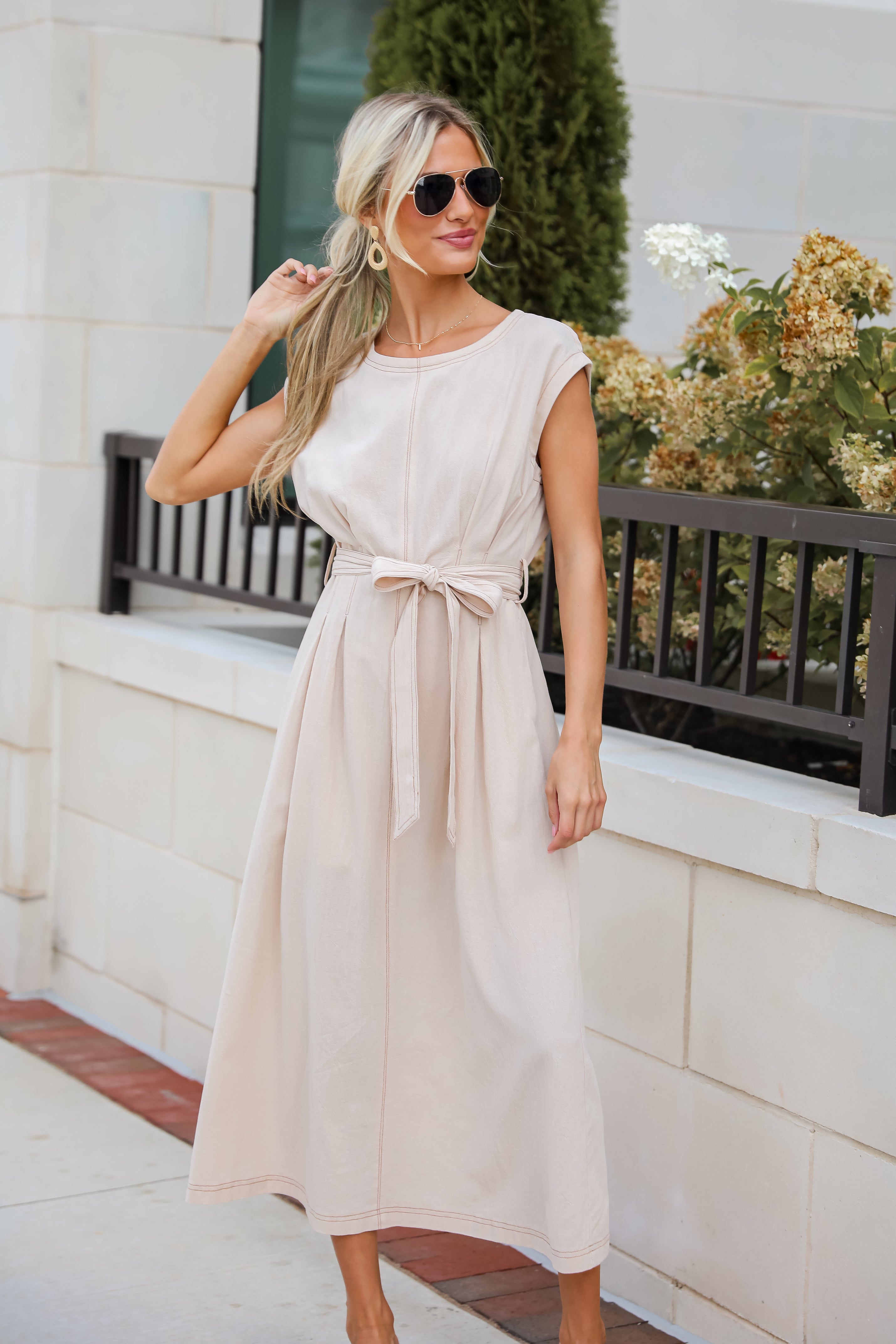 Easy To See Natural Midi Dress