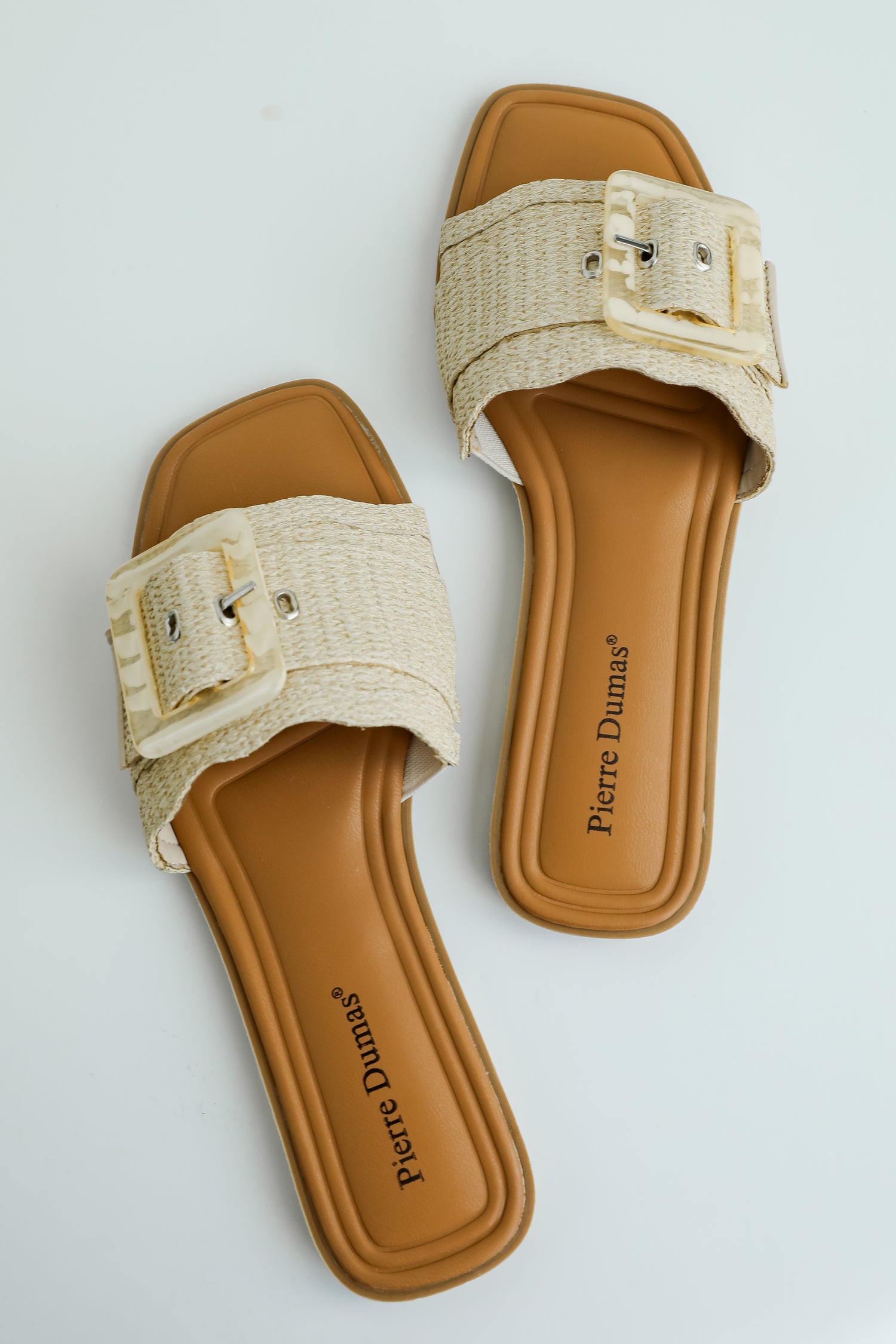 Along The Shore Natural Straw Slide Sandals