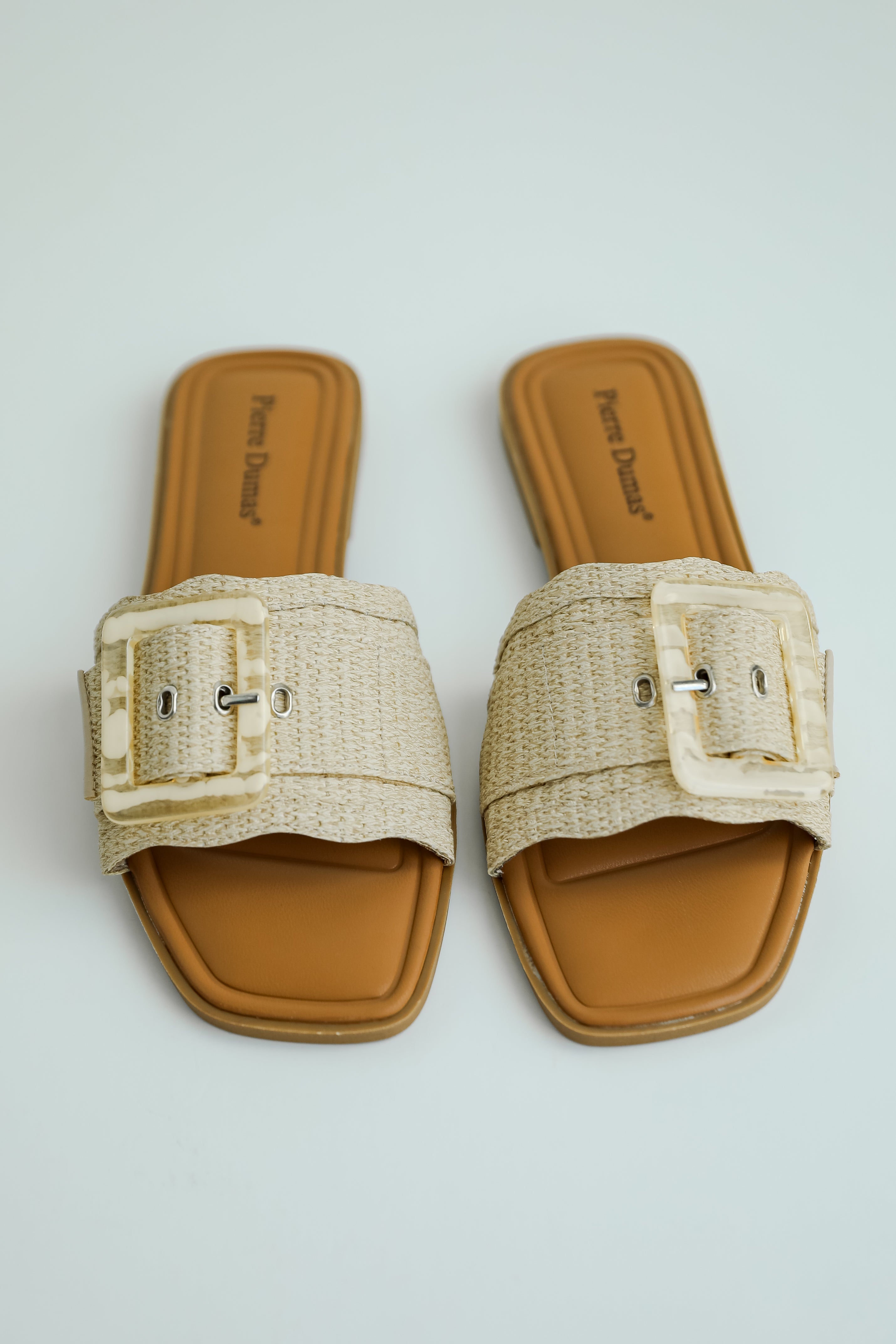 Along The Shore Natural Straw Slide Sandals