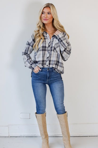 navy blue Plaid Flannel with jeans