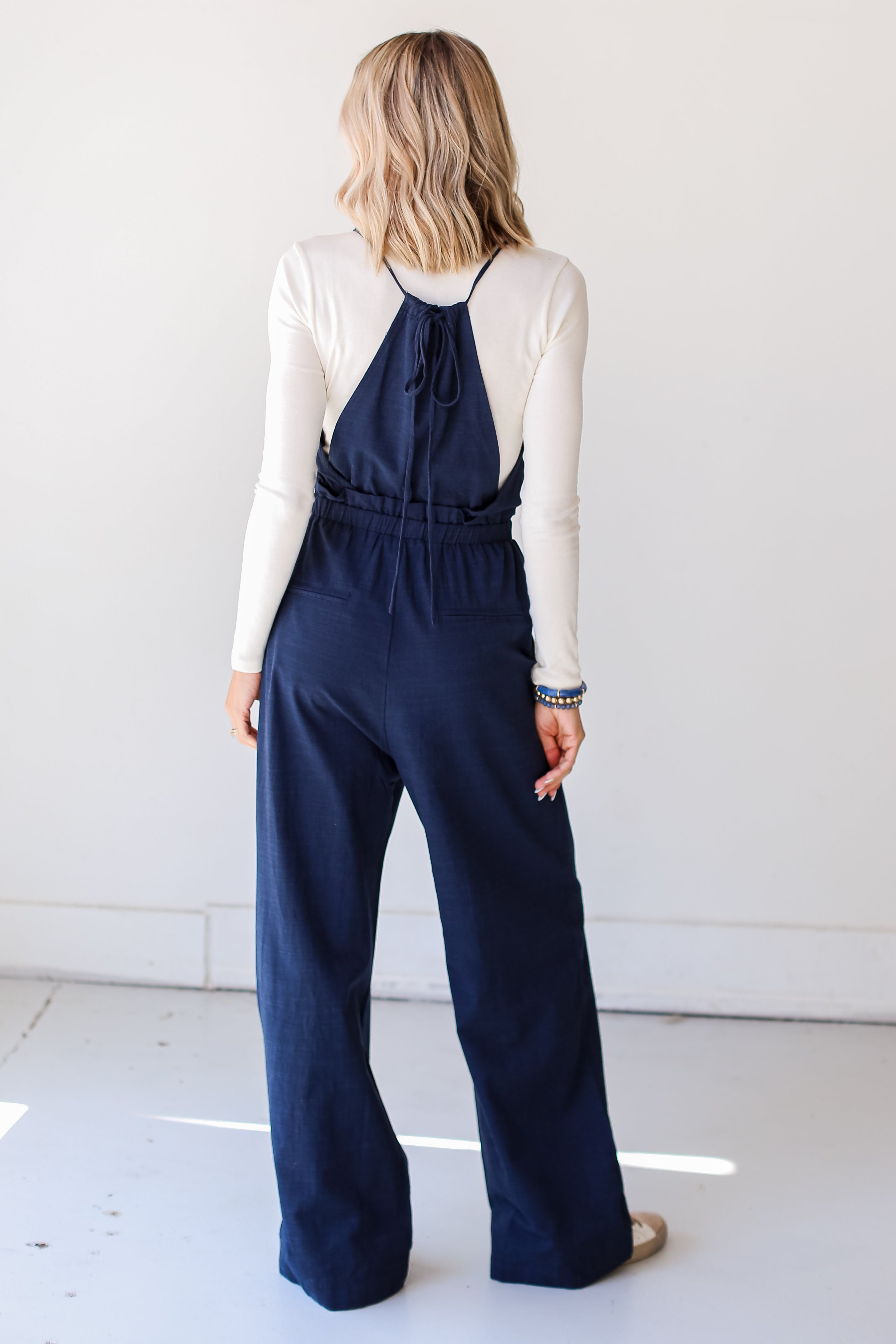 navy Wide Leg Jumpsuit back view