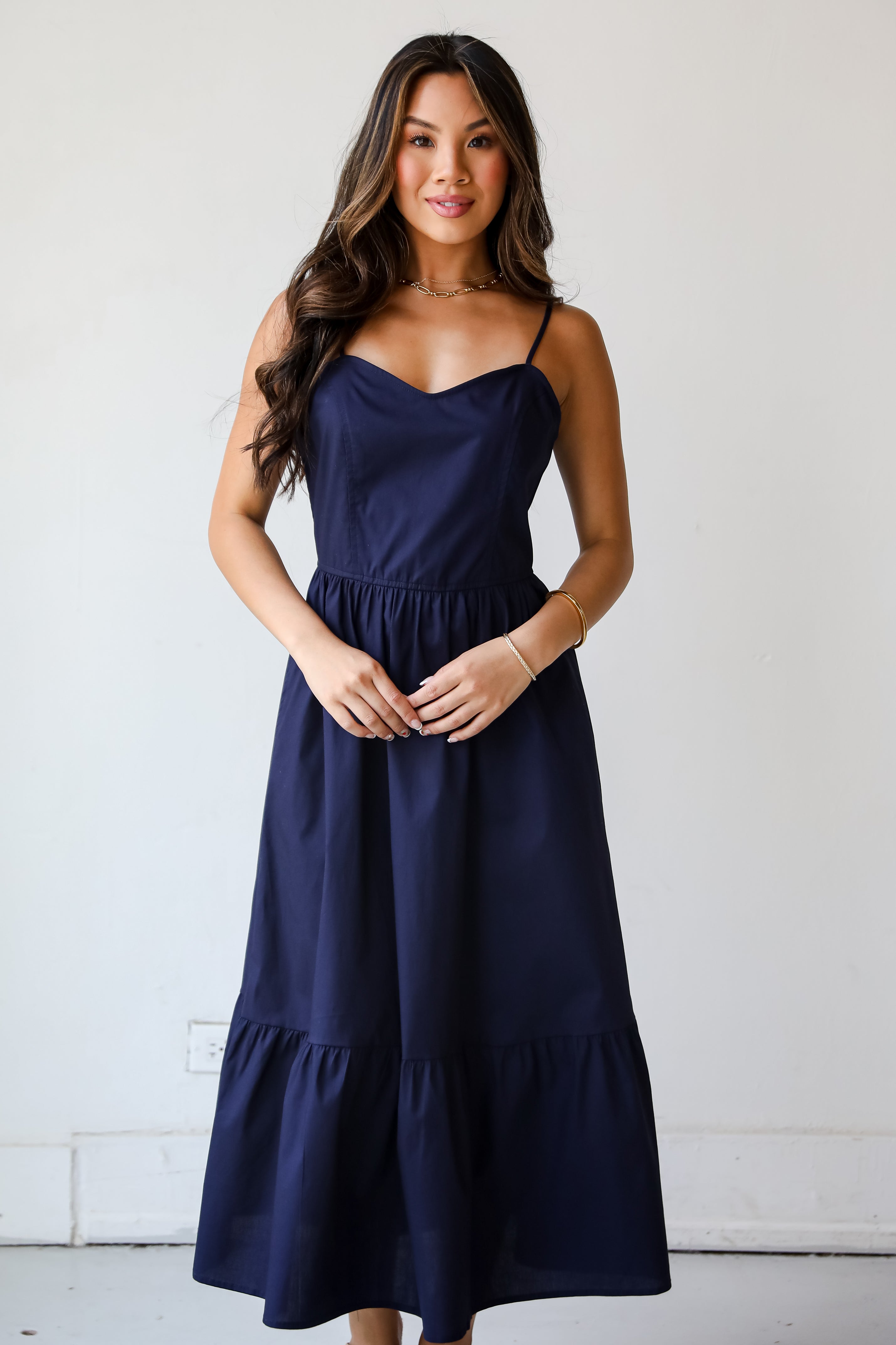 Timeless Disposition Navy Midi Dress