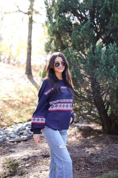 Snowy Snuggles Navy Fair Isle Pullover