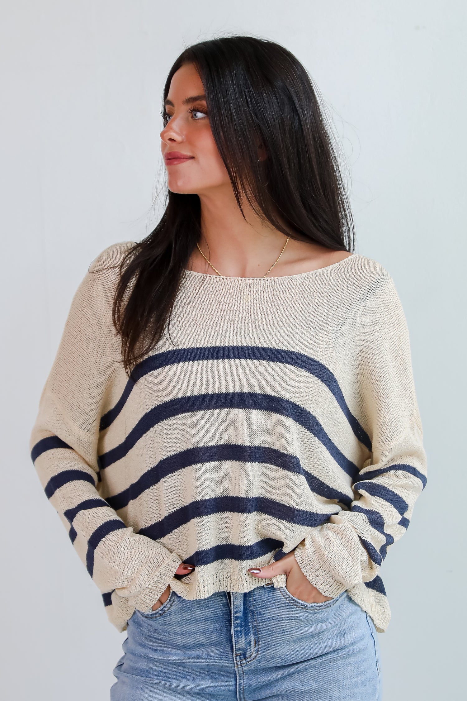 Stylish Promise Striped Lightweight Knit Sweater