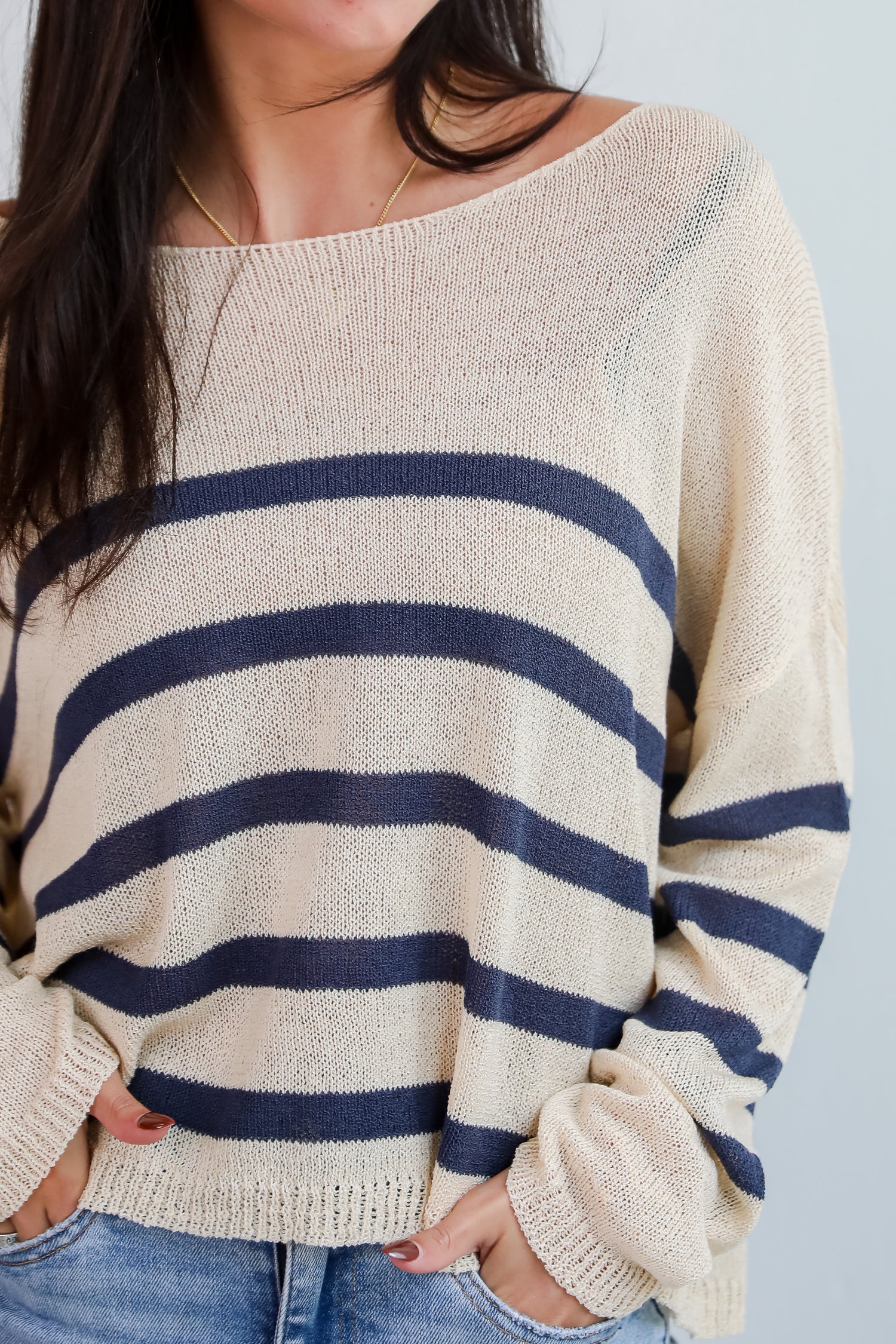 Stylish Promise Striped Lightweight Knit Sweater