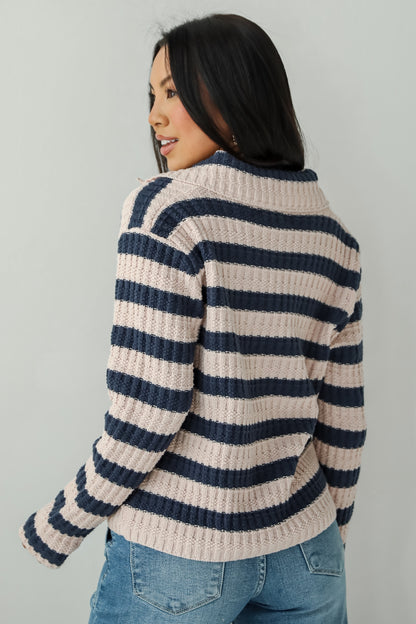 Perfected Cutie Navy Striped Sweater Cardigan