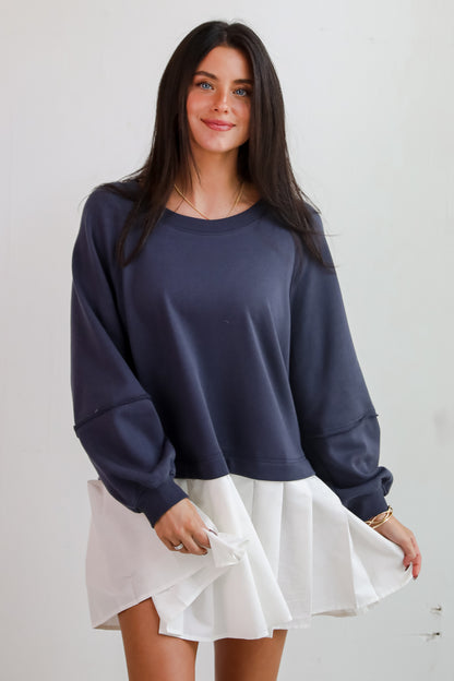 Contemporary Comfort Navy Sweatshirt Dress