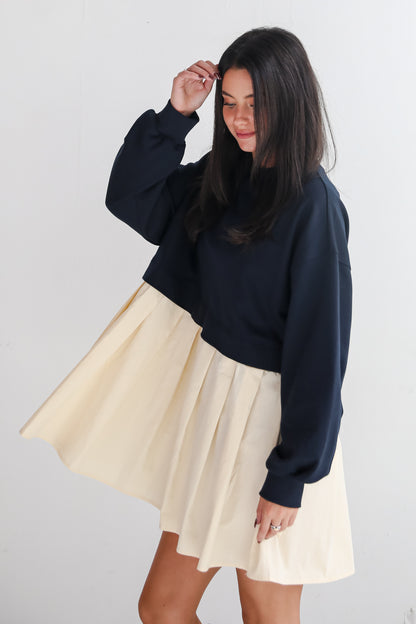 Convincing Charisma Navy Sweatshirt Dress