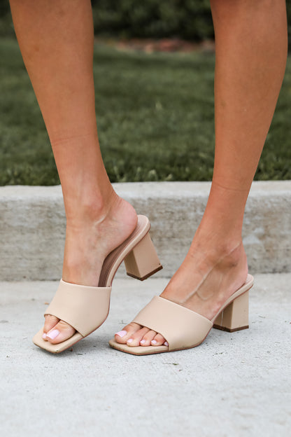 Elegant Elevation Nude Slide Heels