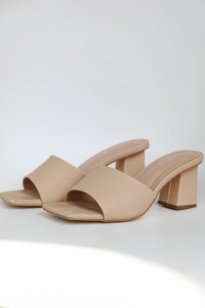 Elegant Elevation Nude Slide Heels