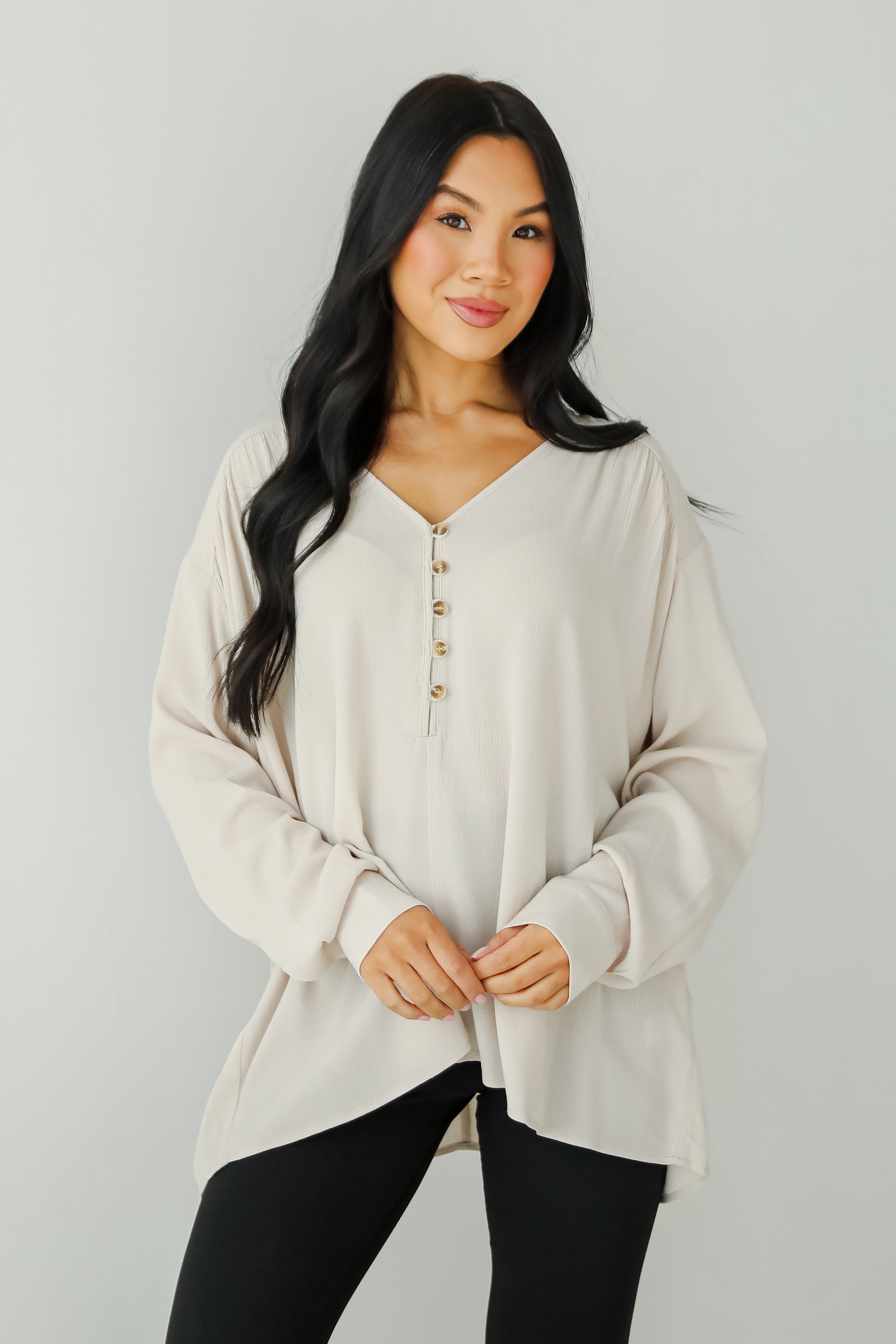 Unbelievable Allure Oatmeal Blouse