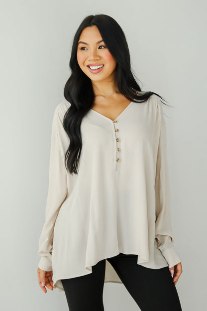 Unbelievable Allure Oatmeal Blouse