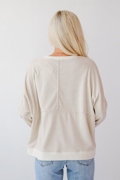 Social Calendar Oatmeal Terry Cloth Pullover