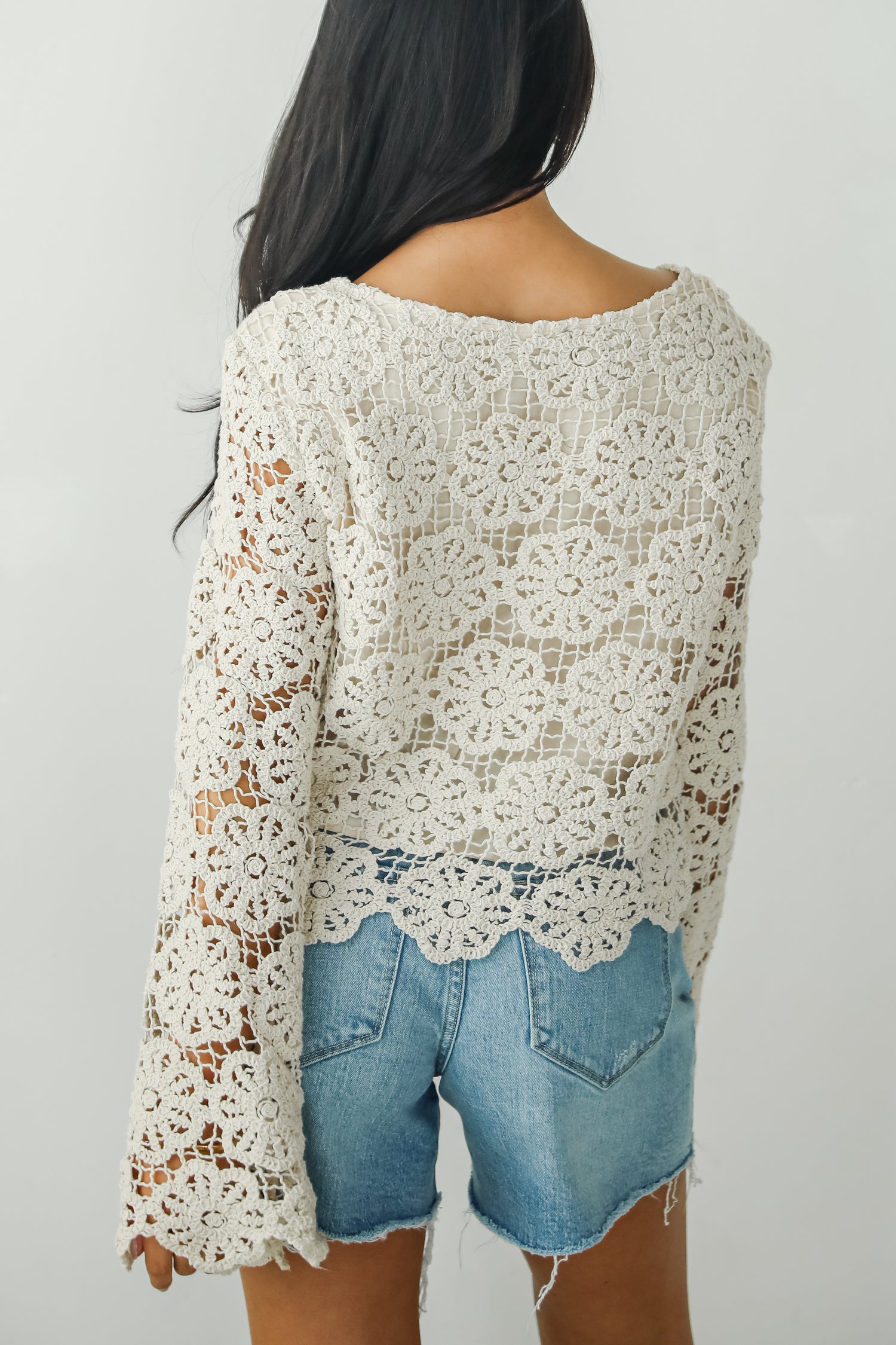 Captivating Grace Oatmeal Crochet Top