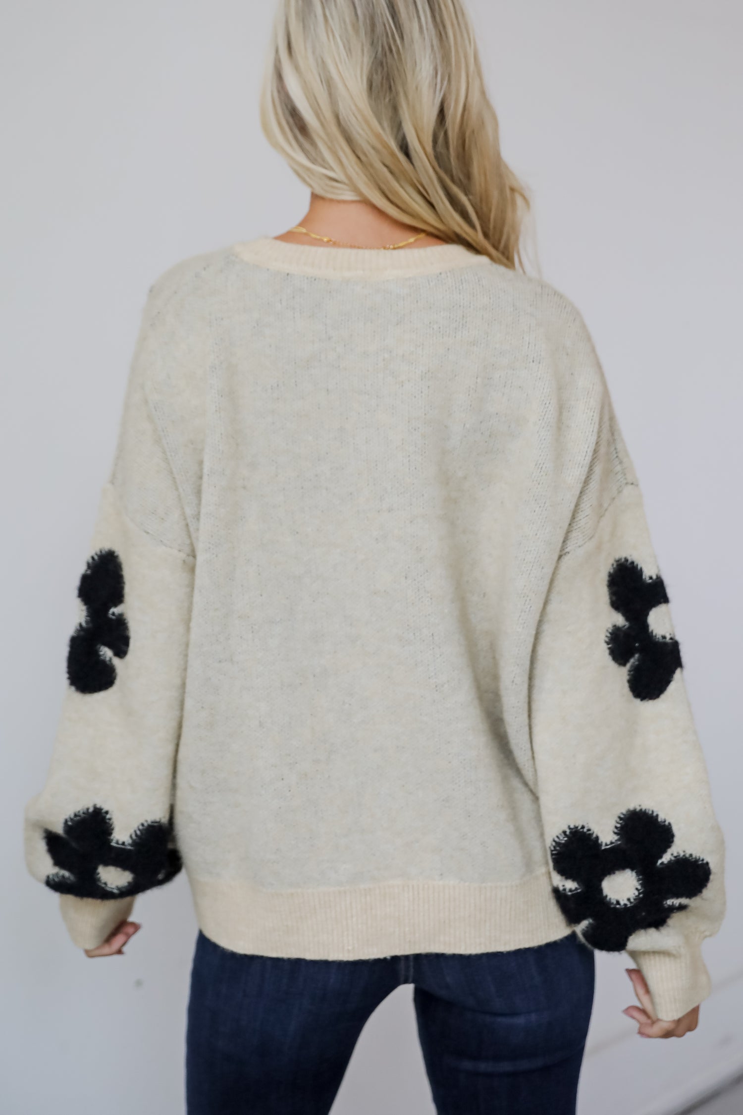 Deluxe Comfort Oatmeal Flower Sweater