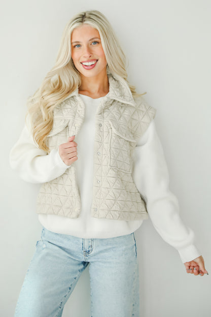 Live For Luxe Light Grey Quilted Vest