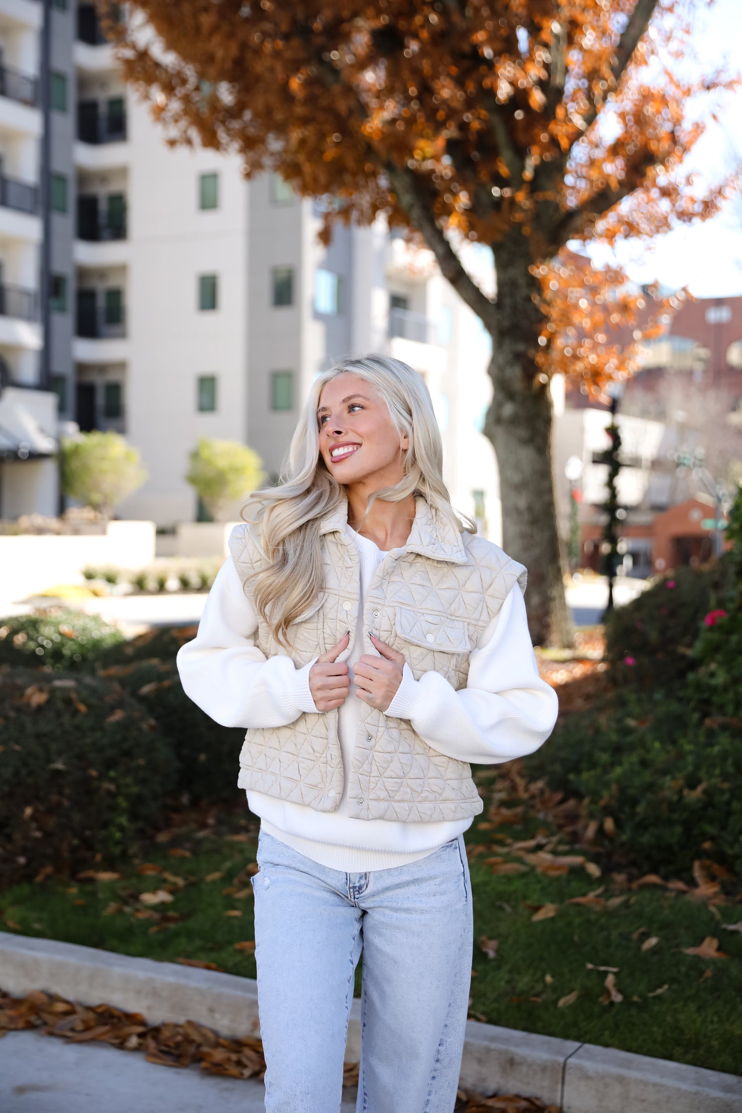 Live For Luxe Light Grey Quilted Vest