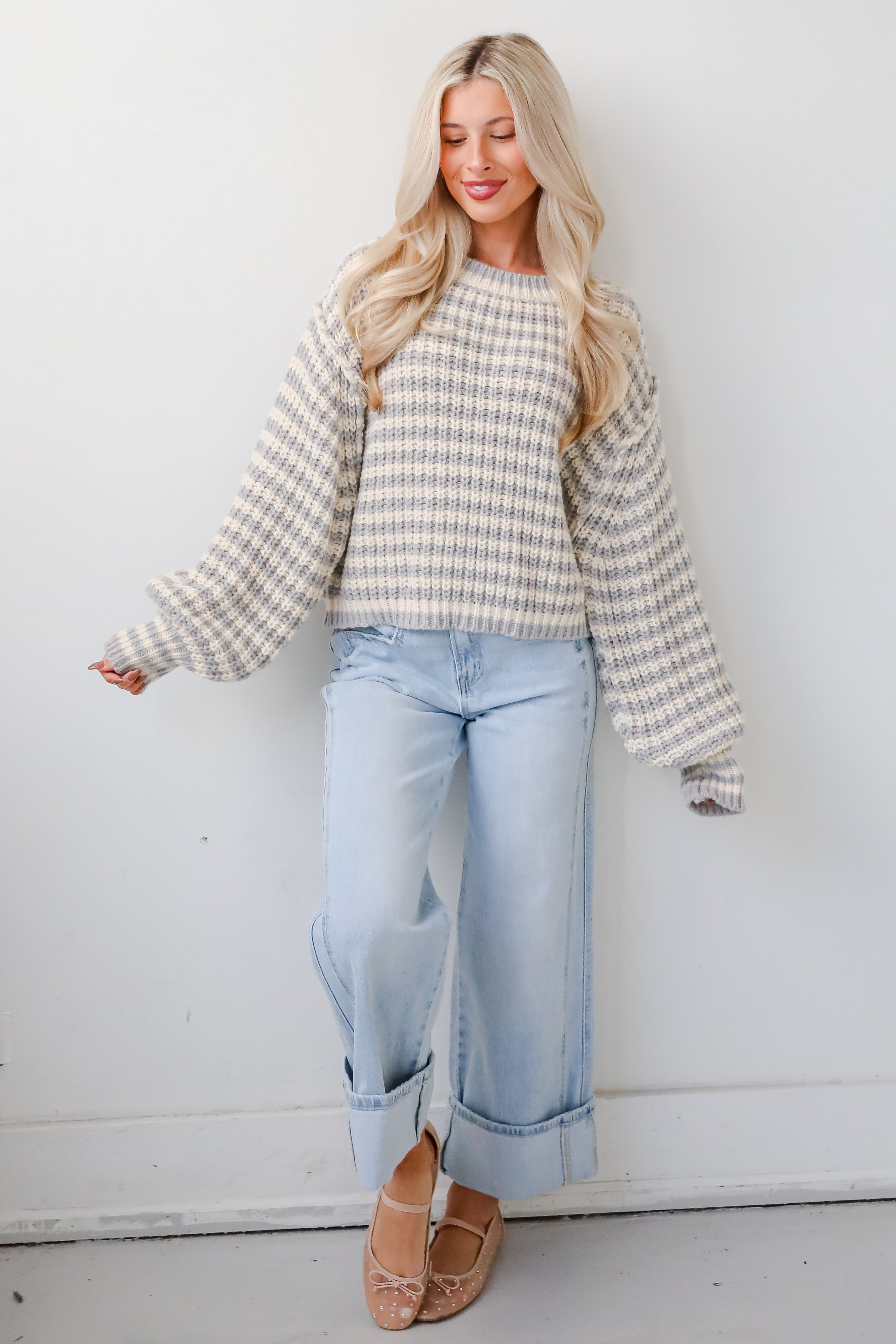 Windy Weather Ivory Striped Sweater