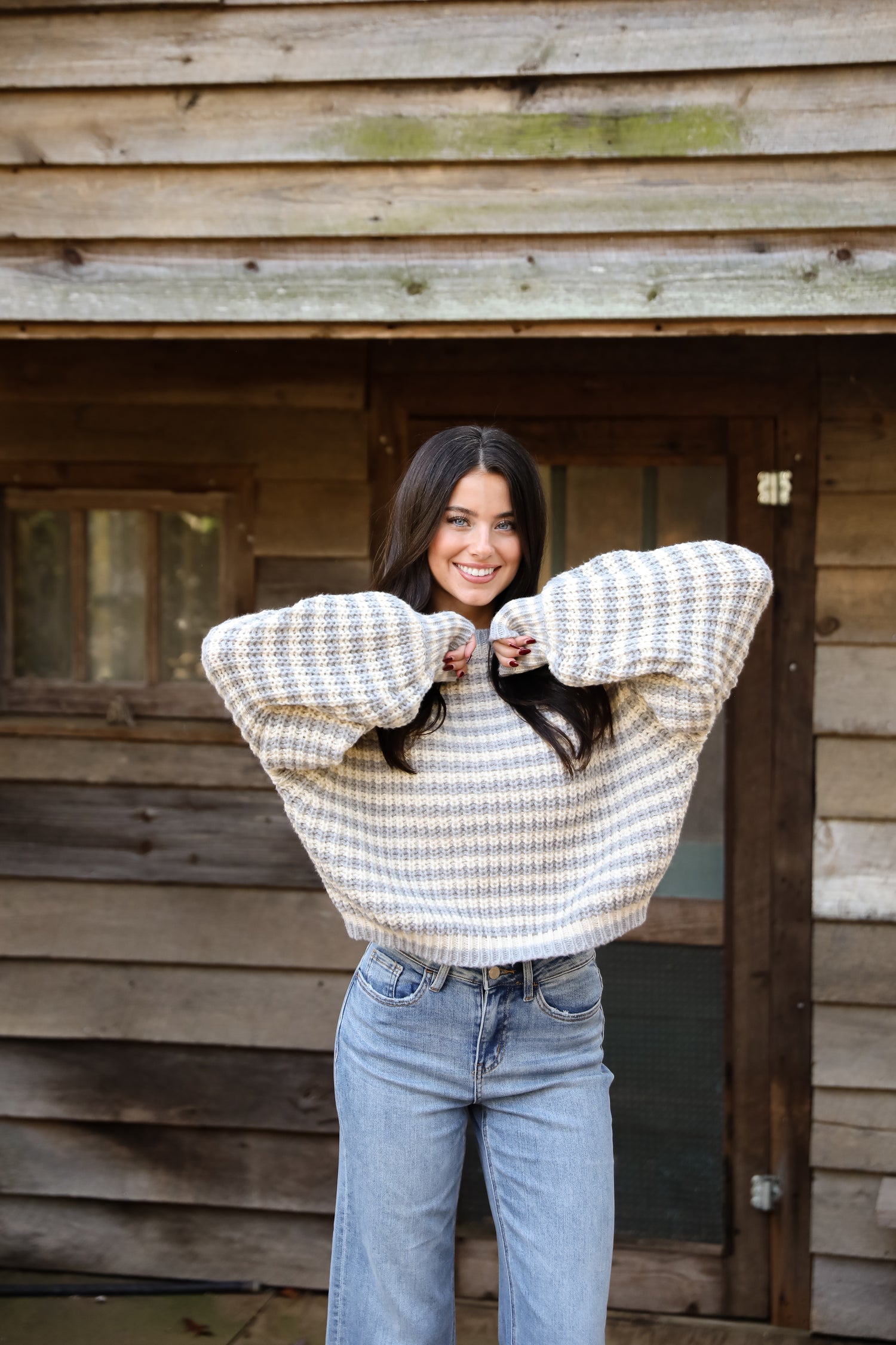 Windy Weather Ivory Striped Sweater