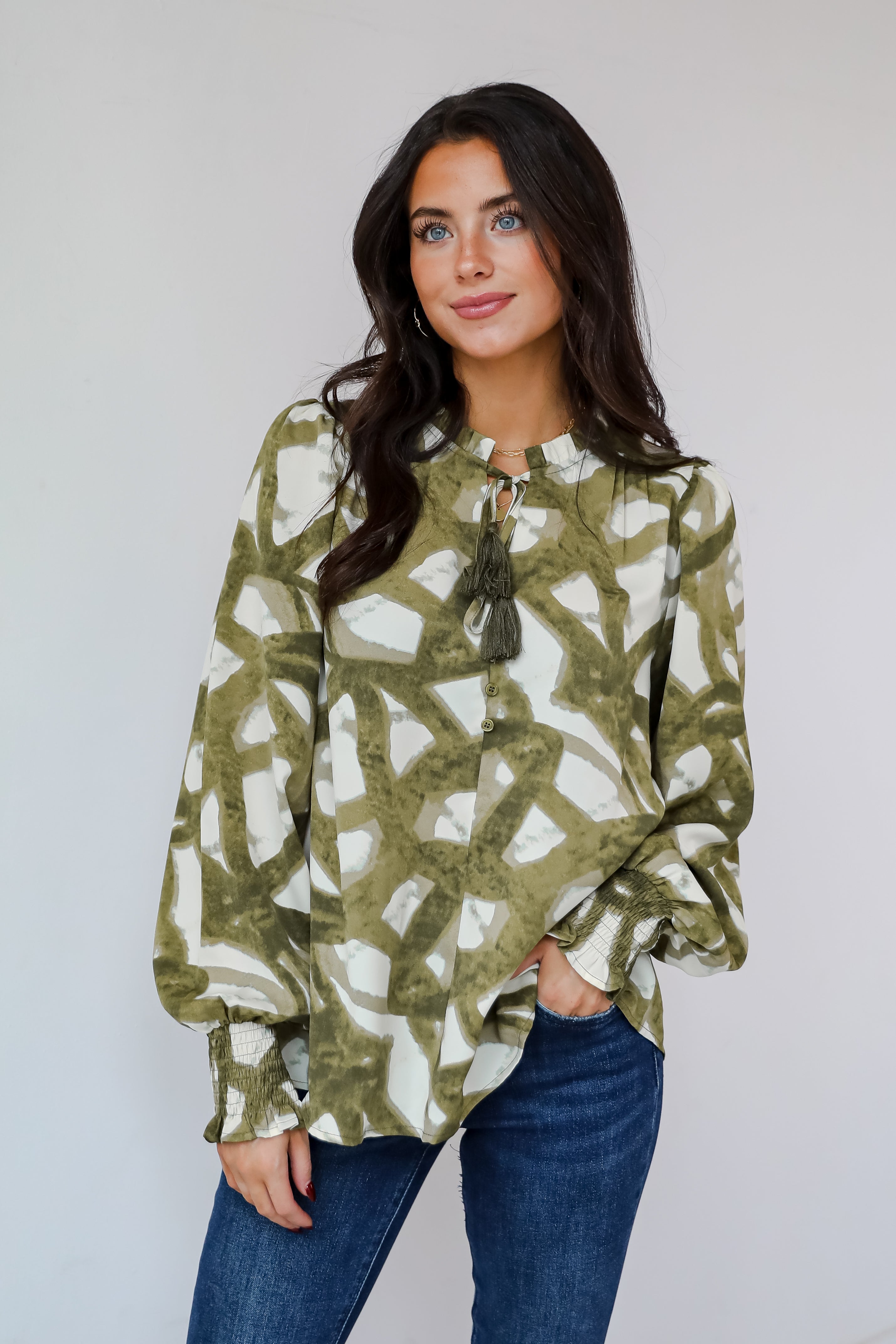 Flawlessly Posh Olive Blouse