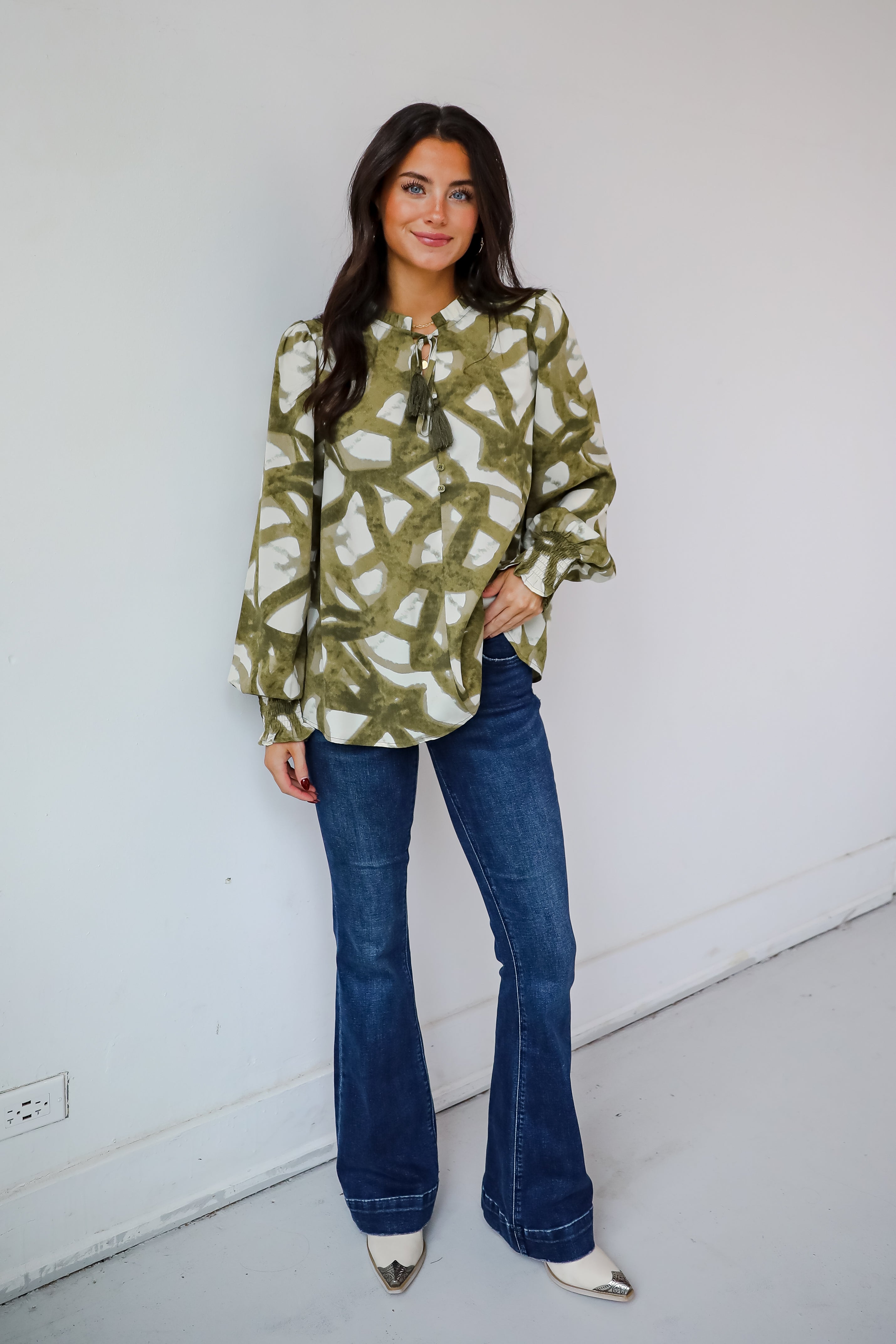 Flawlessly Posh Olive Blouse