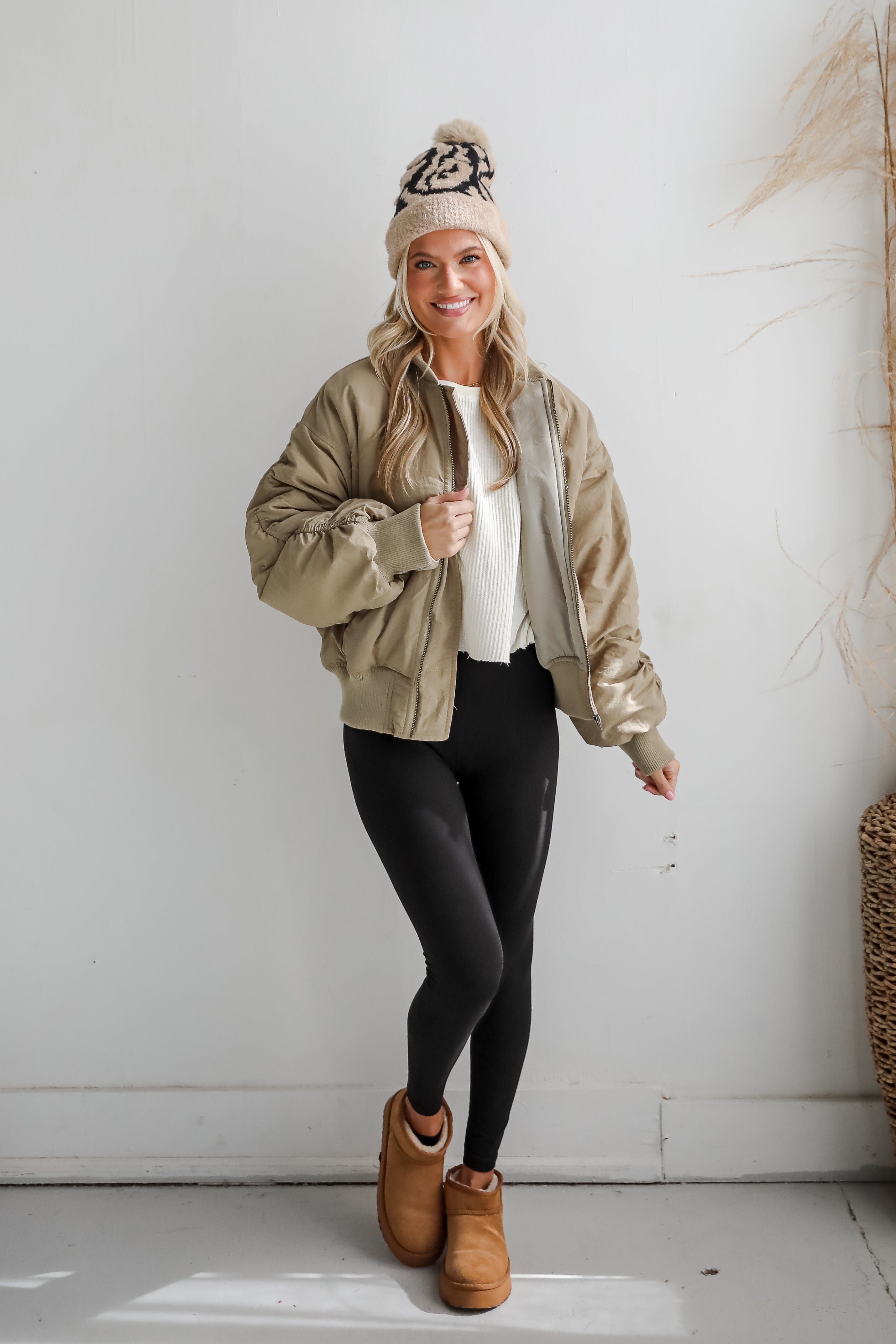 Coziest Forecast Light Olive Bomber Jacket