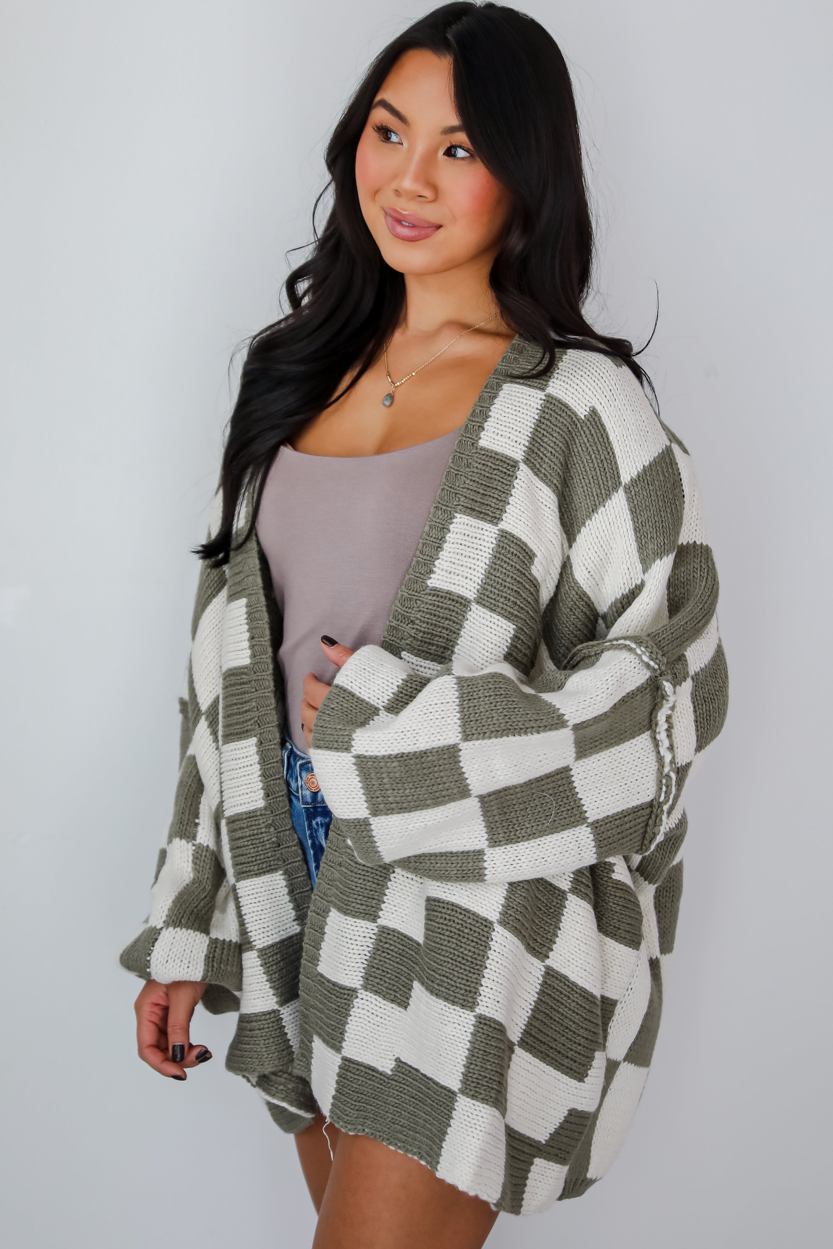 Marvelously Cozy Checkered Sweater Cardigan