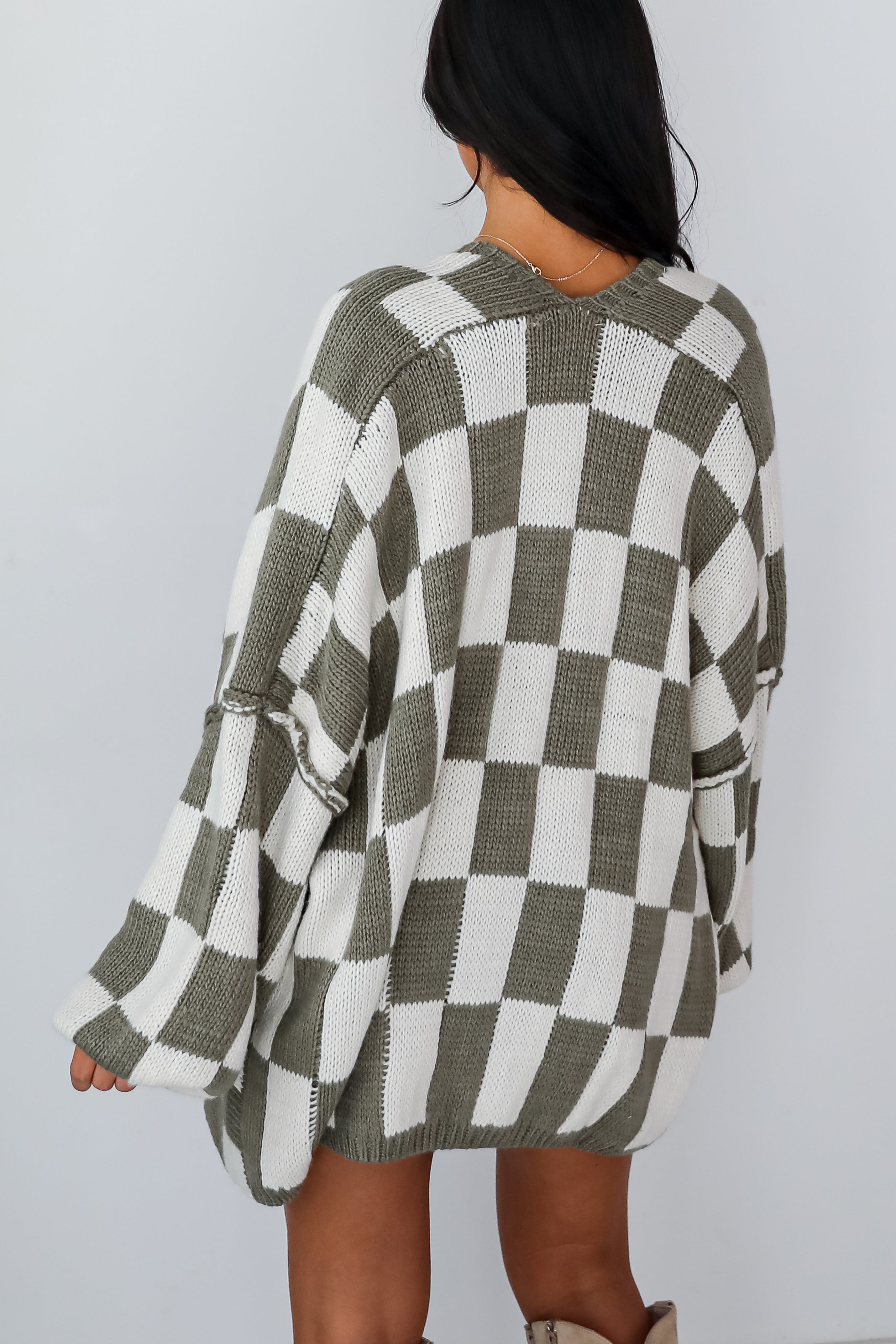 Marvelously Cozy Checkered Sweater Cardigan