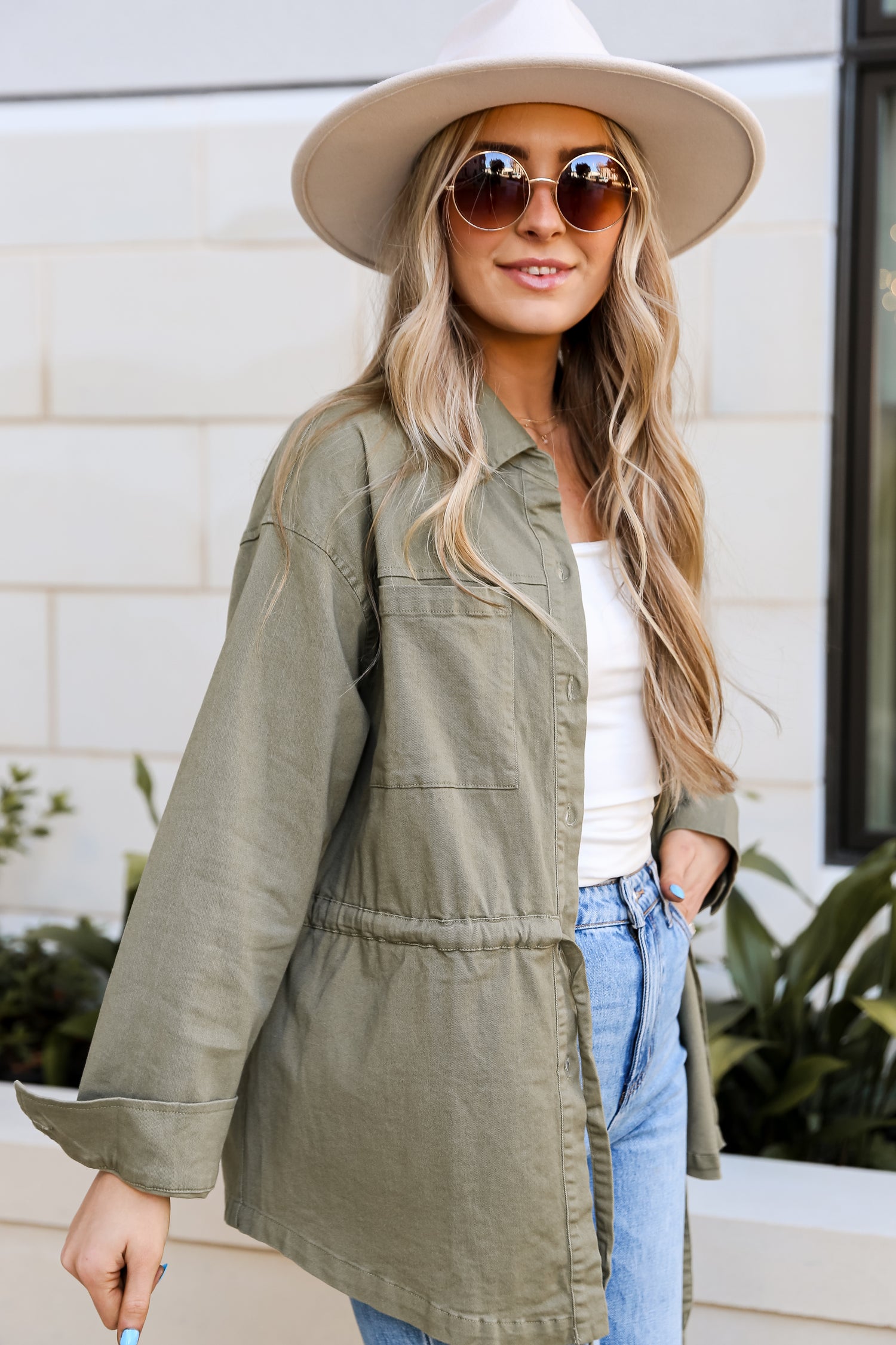 cute Olive Denim Jacket