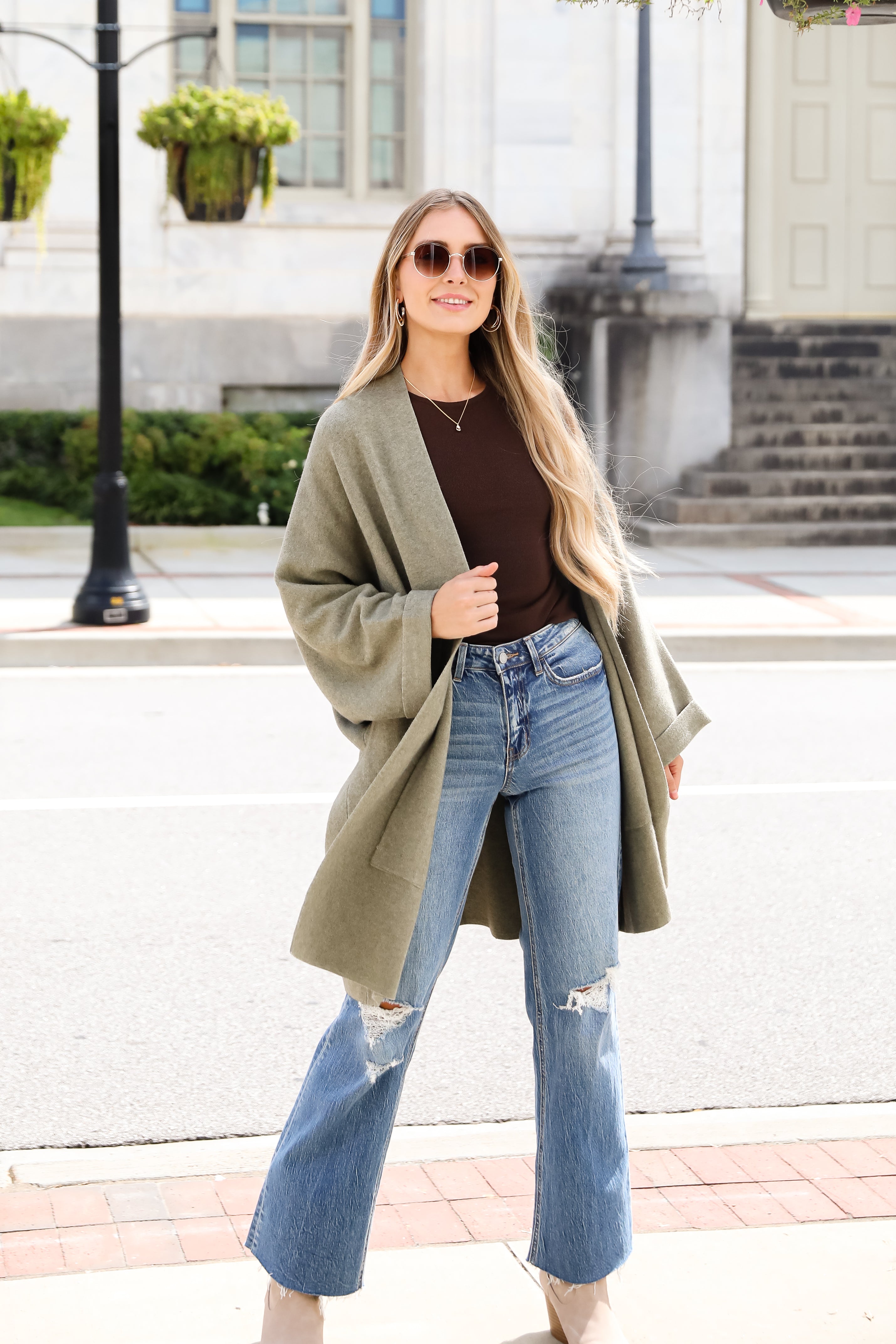 Cabin Cuteness Olive Oversized Cardigan