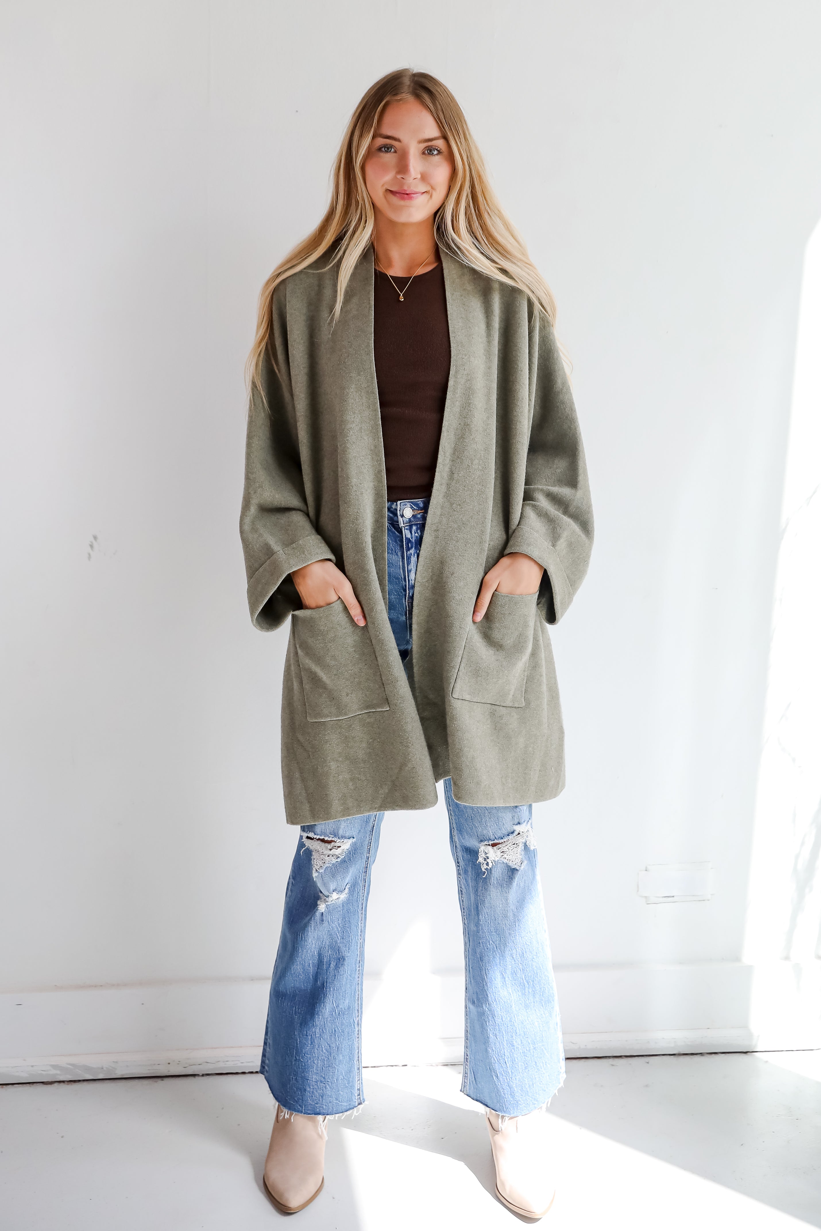 Cabin Cuteness Olive Oversized Cardigan