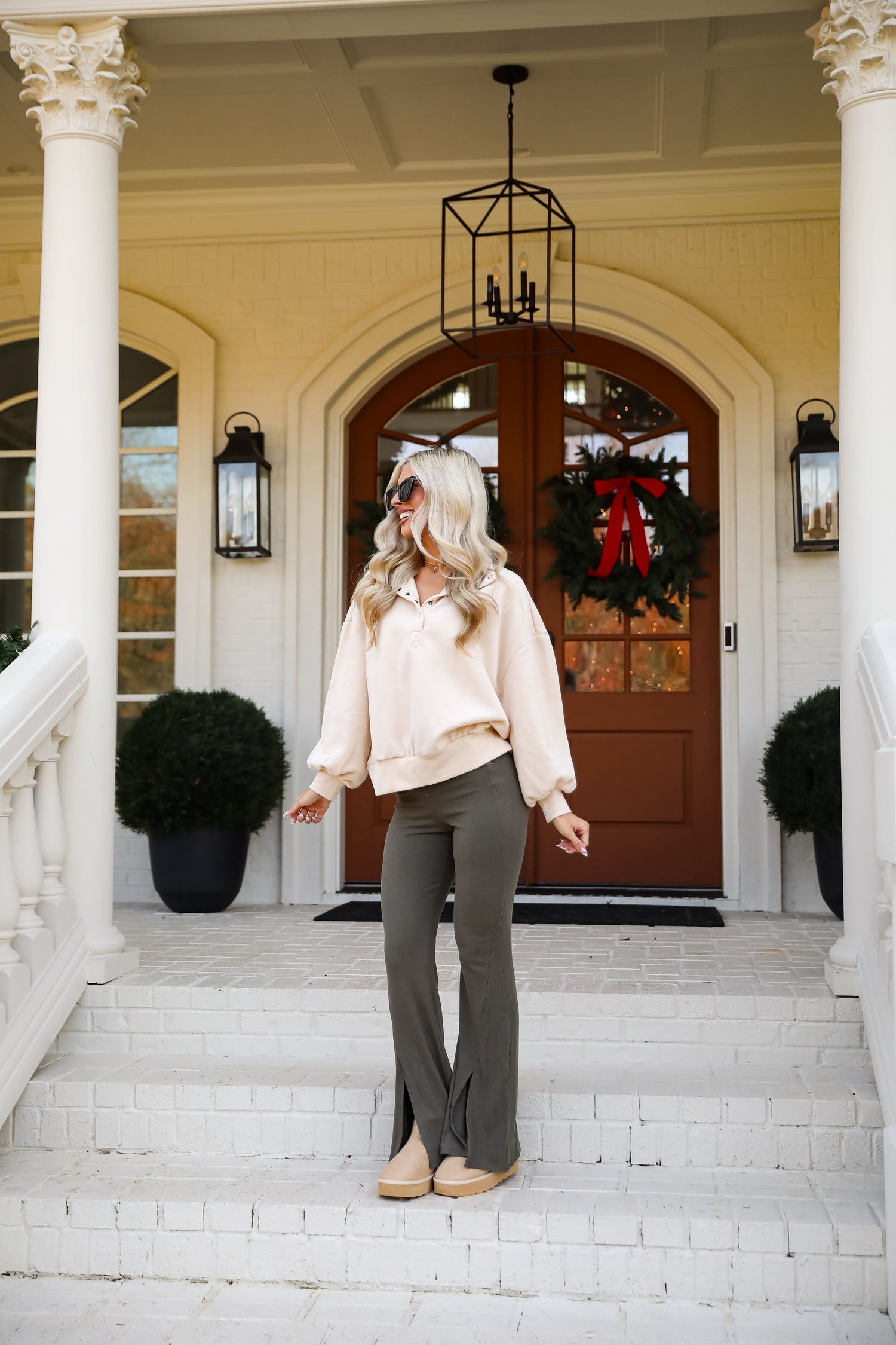 Lounge Look Ribbed Flare Pants