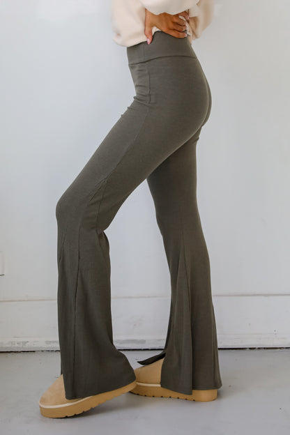 Lounge Look Ribbed Flare Pants