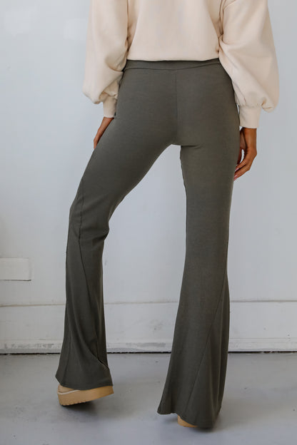 Lounge Look Ribbed Flare Pants