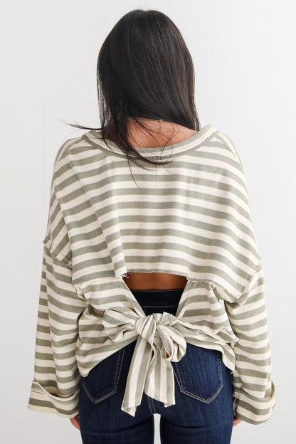 Iconic Composure Light Olive Striped Top