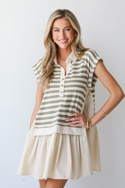 Modern Excellence Olive Striped Tunic