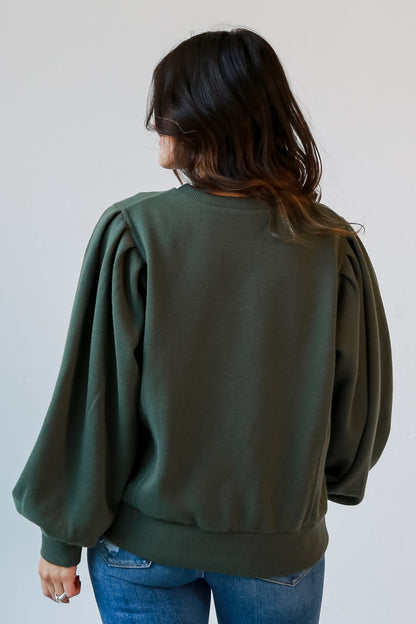 Olive Fleece Sweatshirt back view