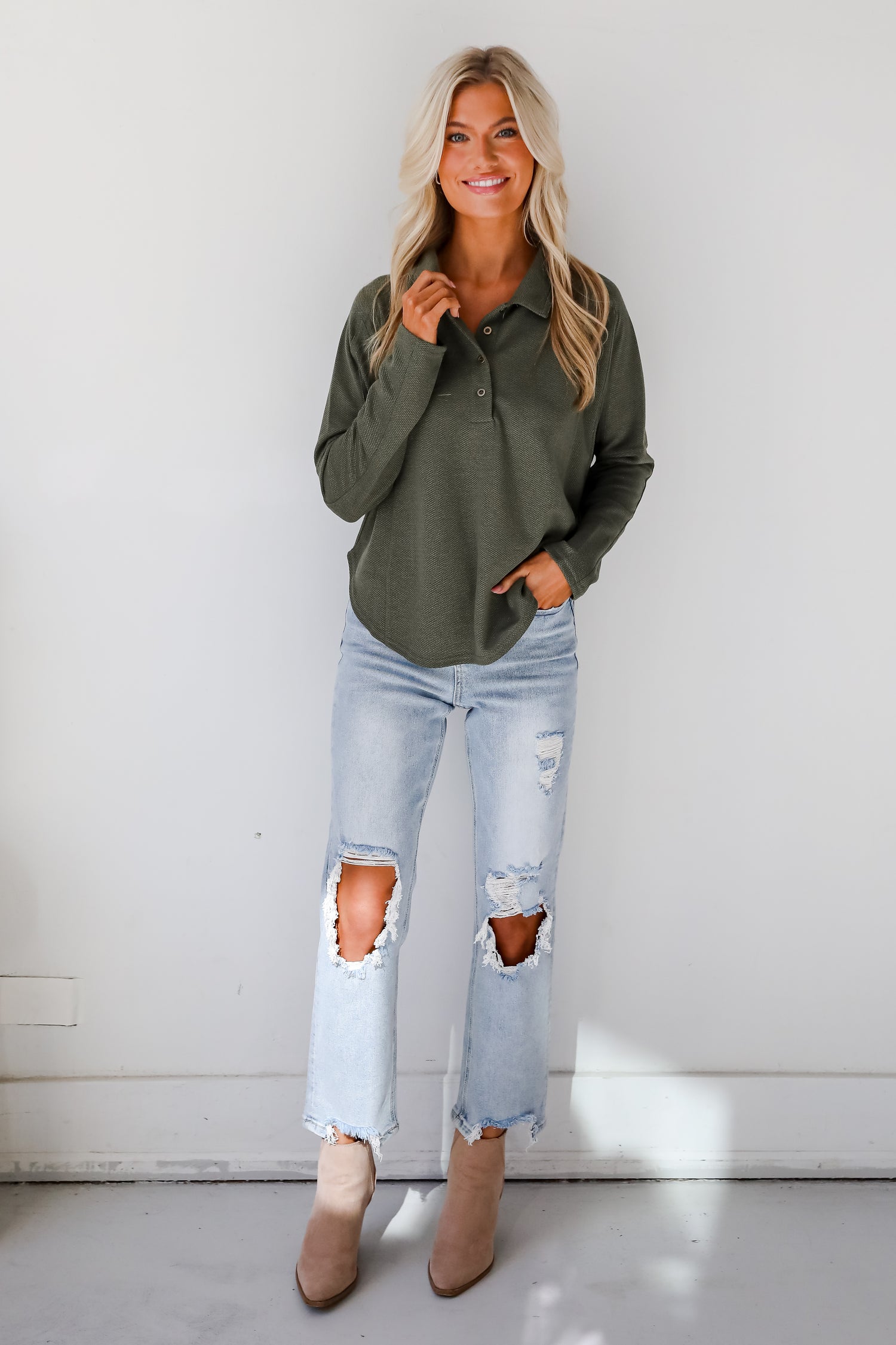 Ella Olive Collared Top